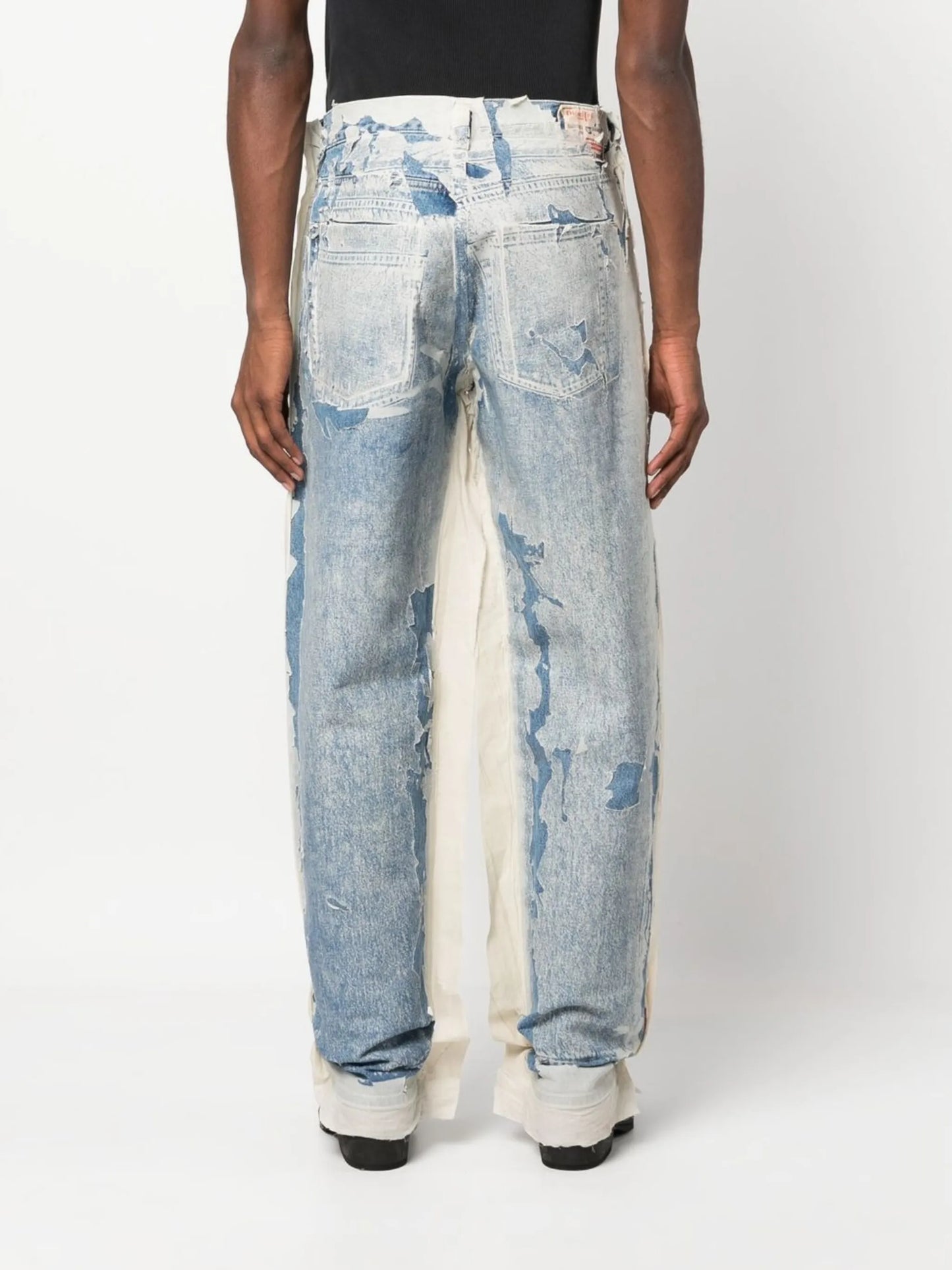 distressed panelled jeans