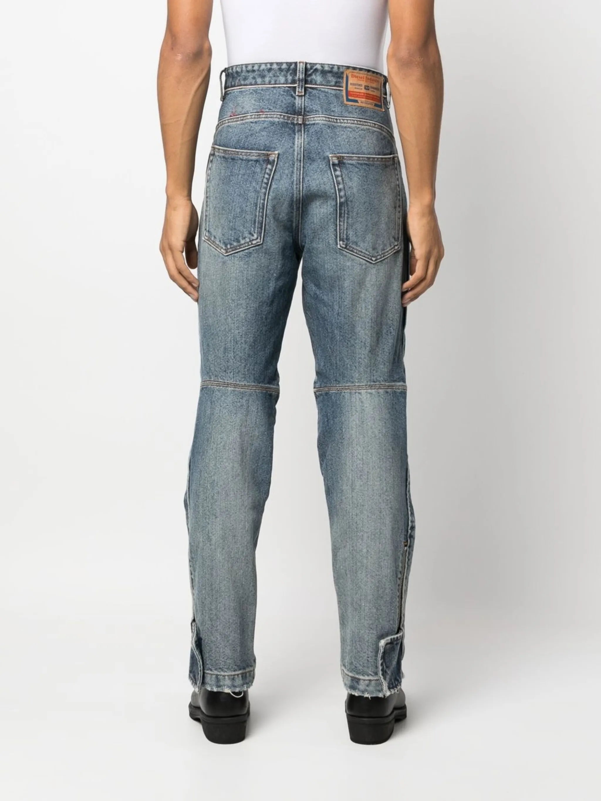 knee-pad zip-up jeans