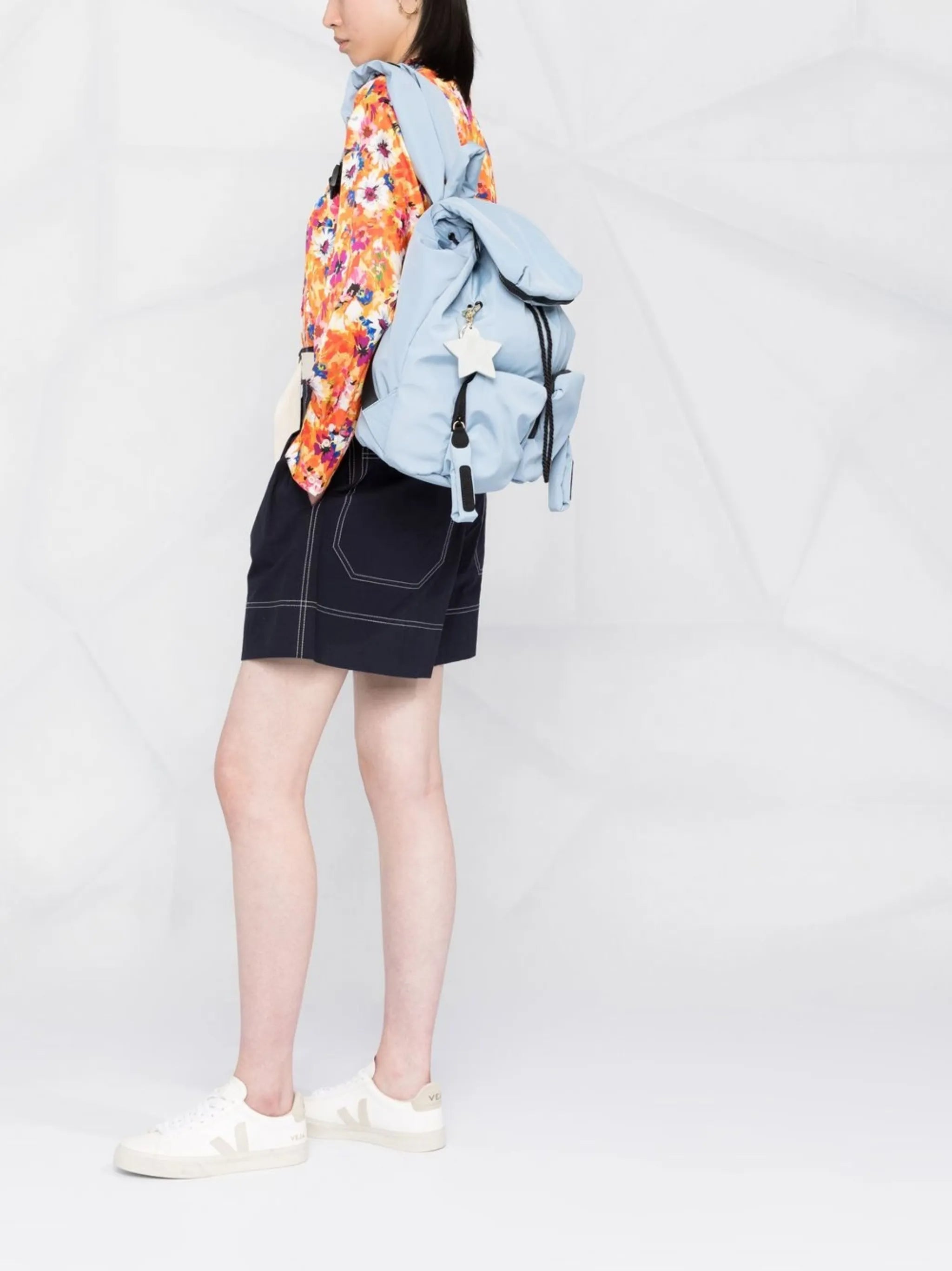 logo-charm padded backpack