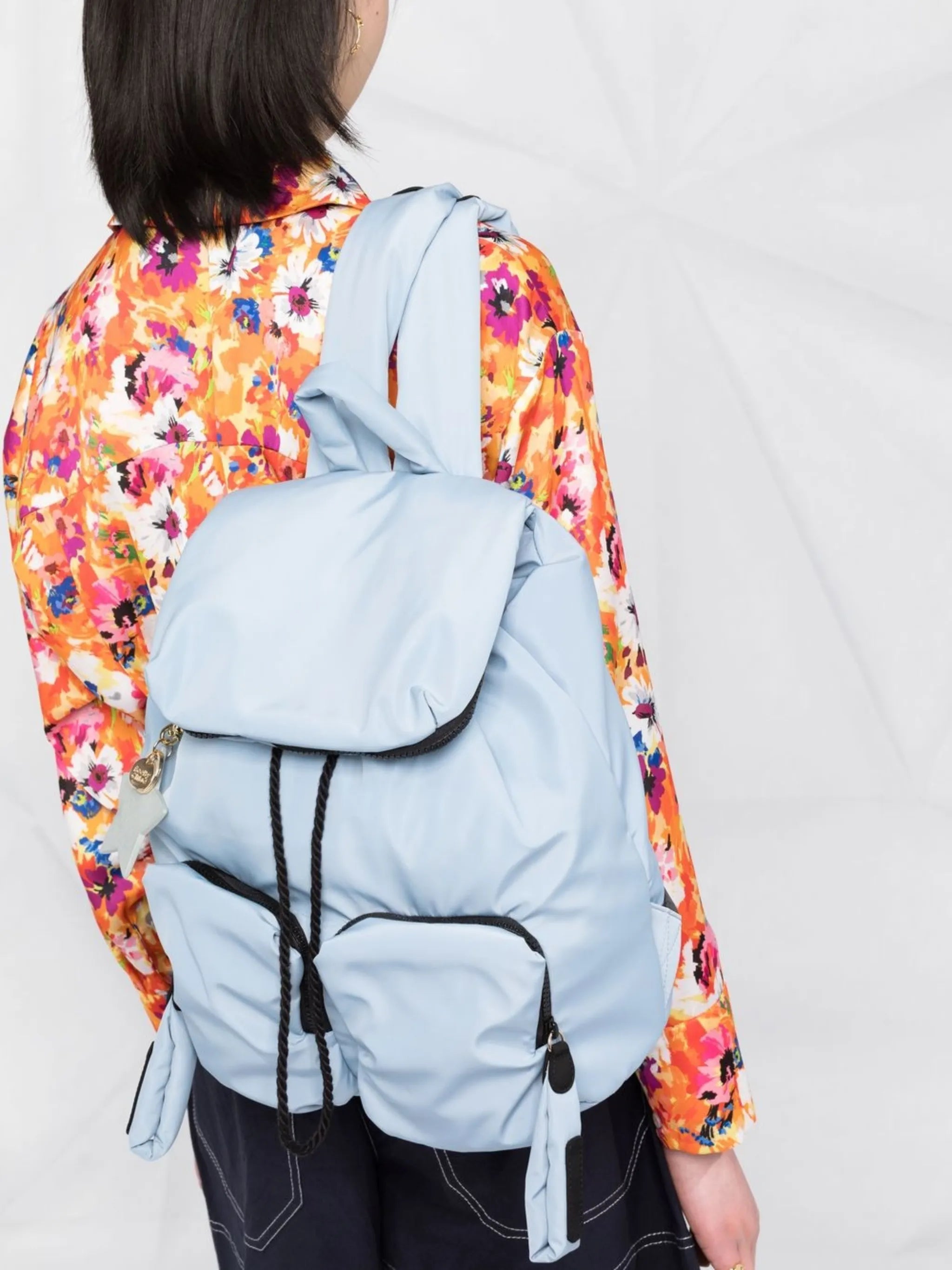 logo-charm padded backpack