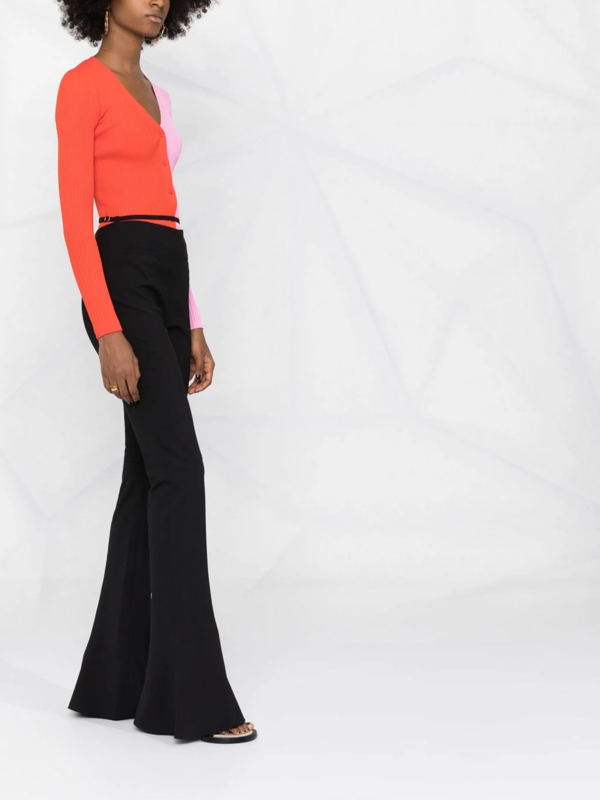 wool-blend flared trousers