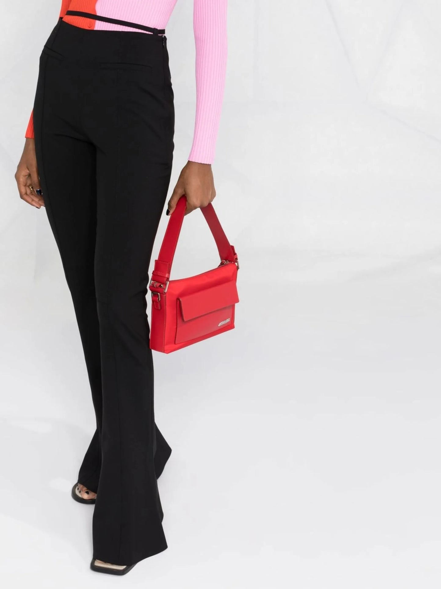 wool-blend flared trousers