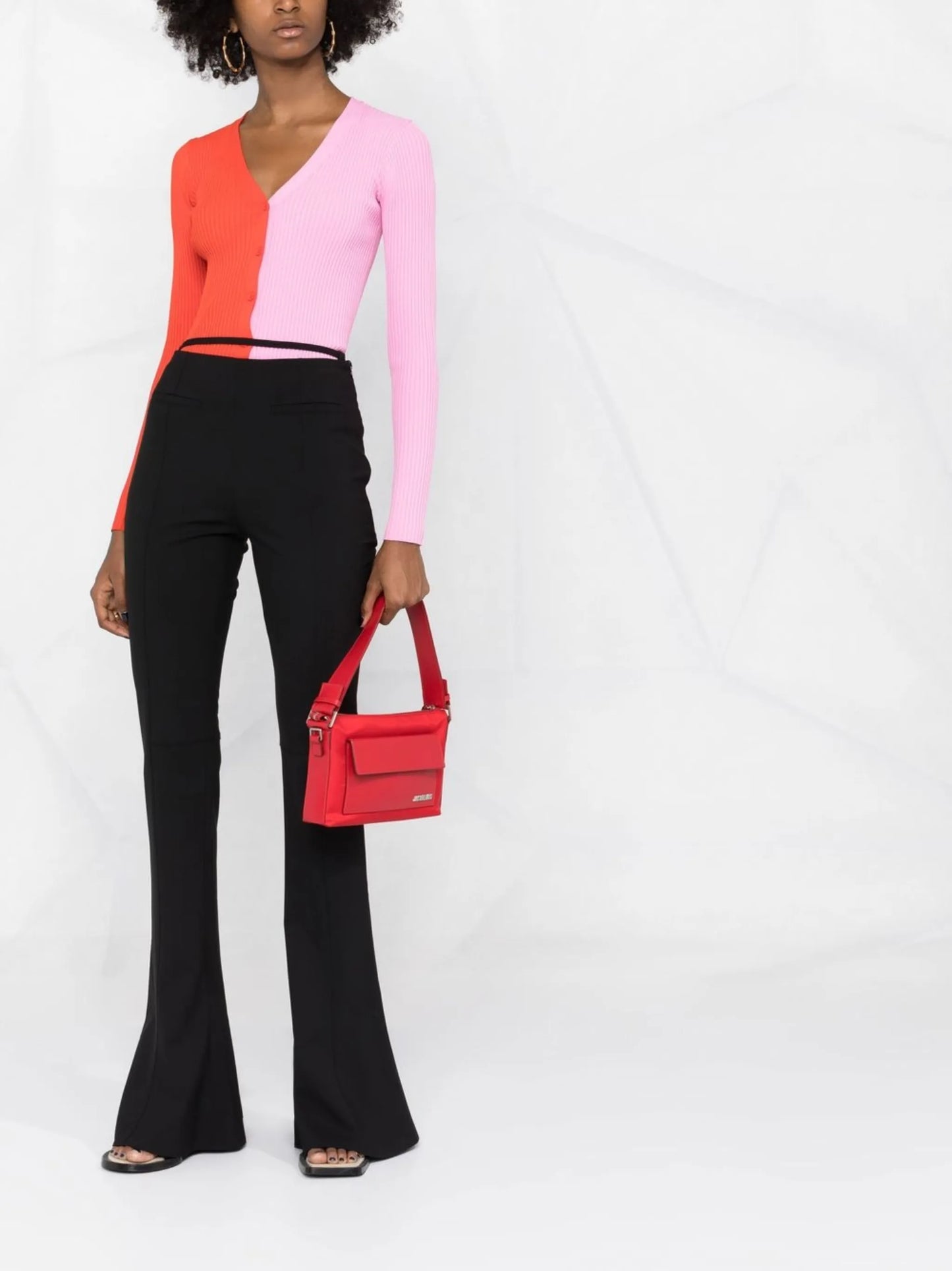 wool-blend flared trousers