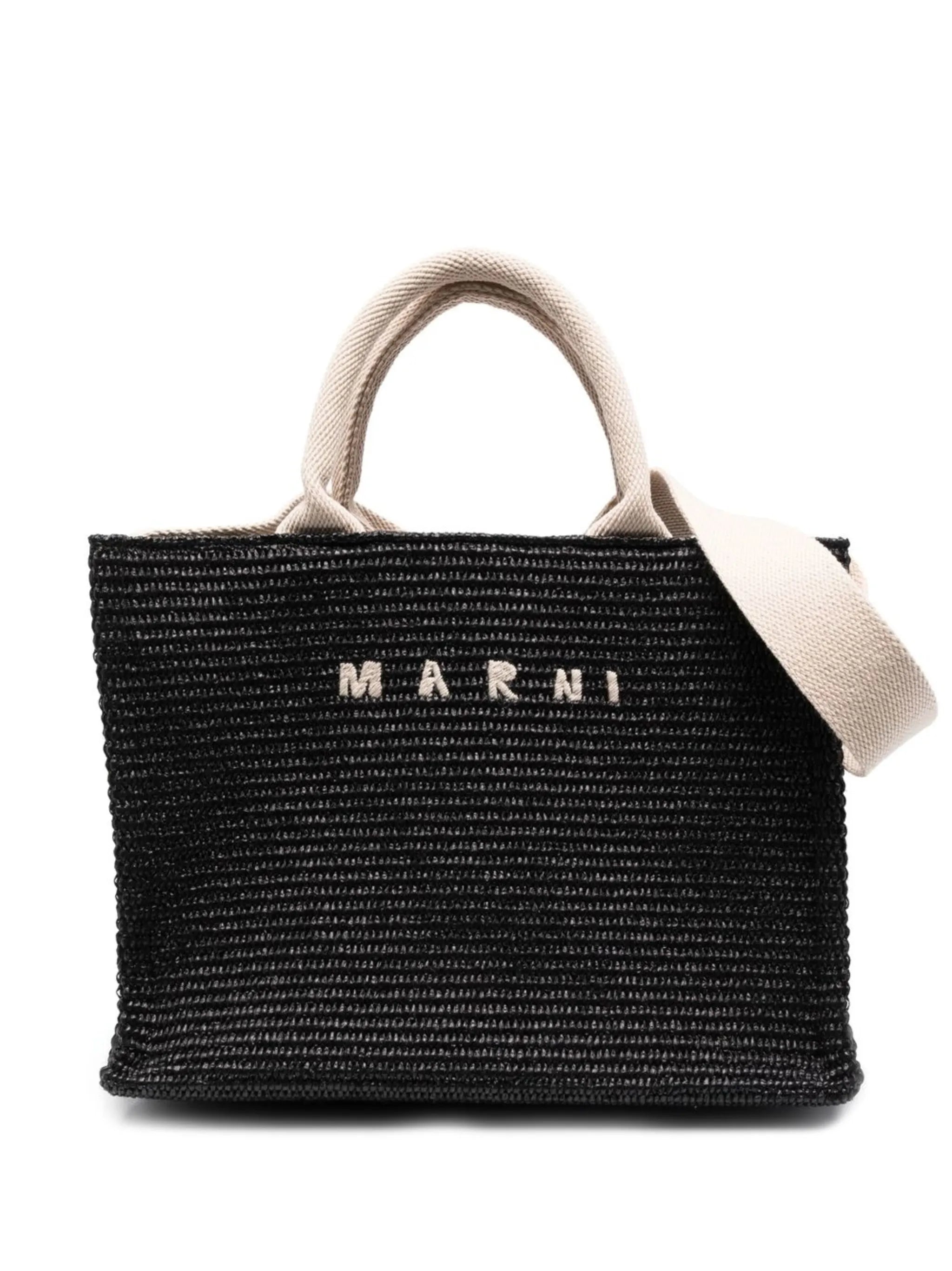 logo raffia-effect tote bag