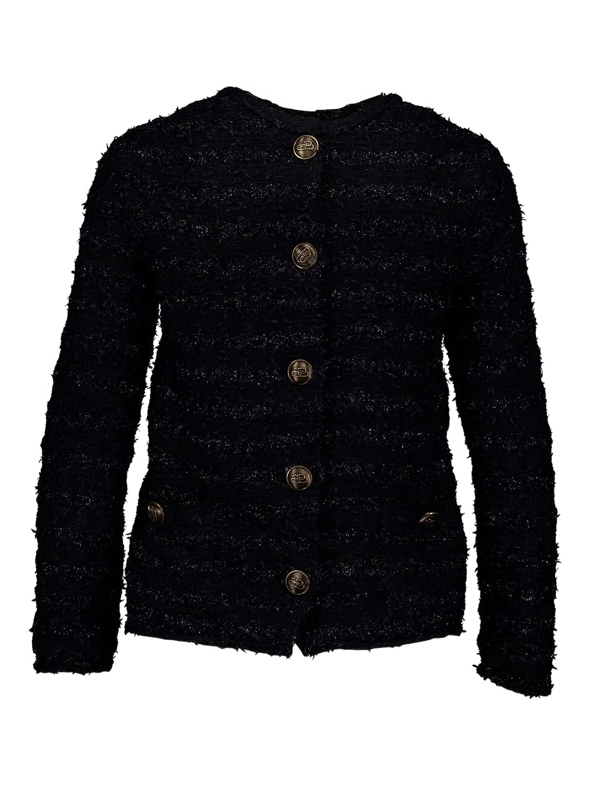 tweed button-back blouse