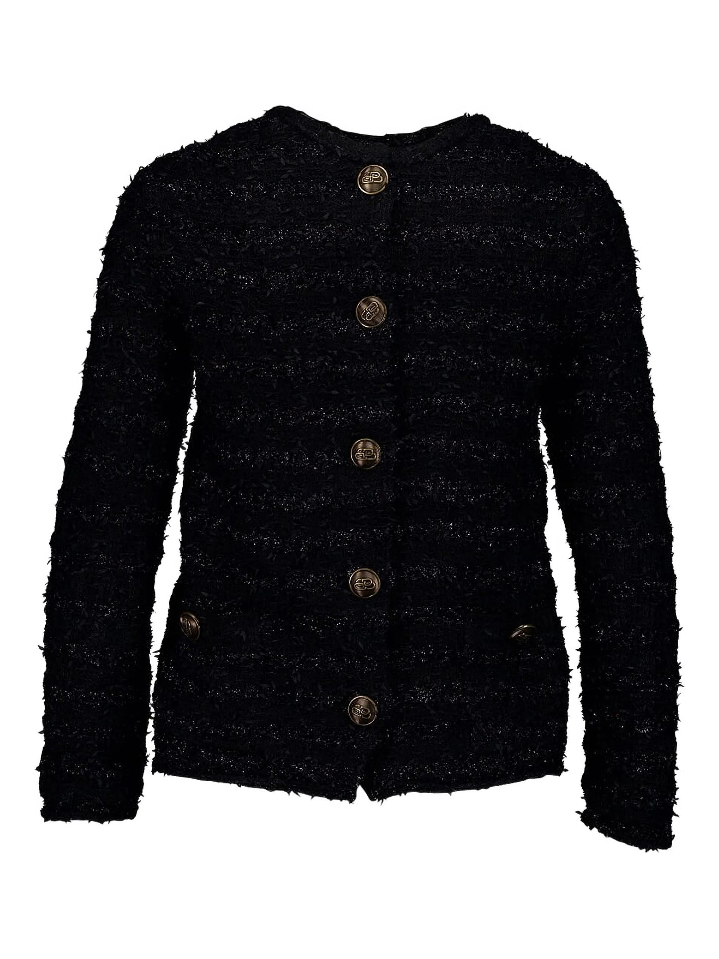 tweed button-back blouse