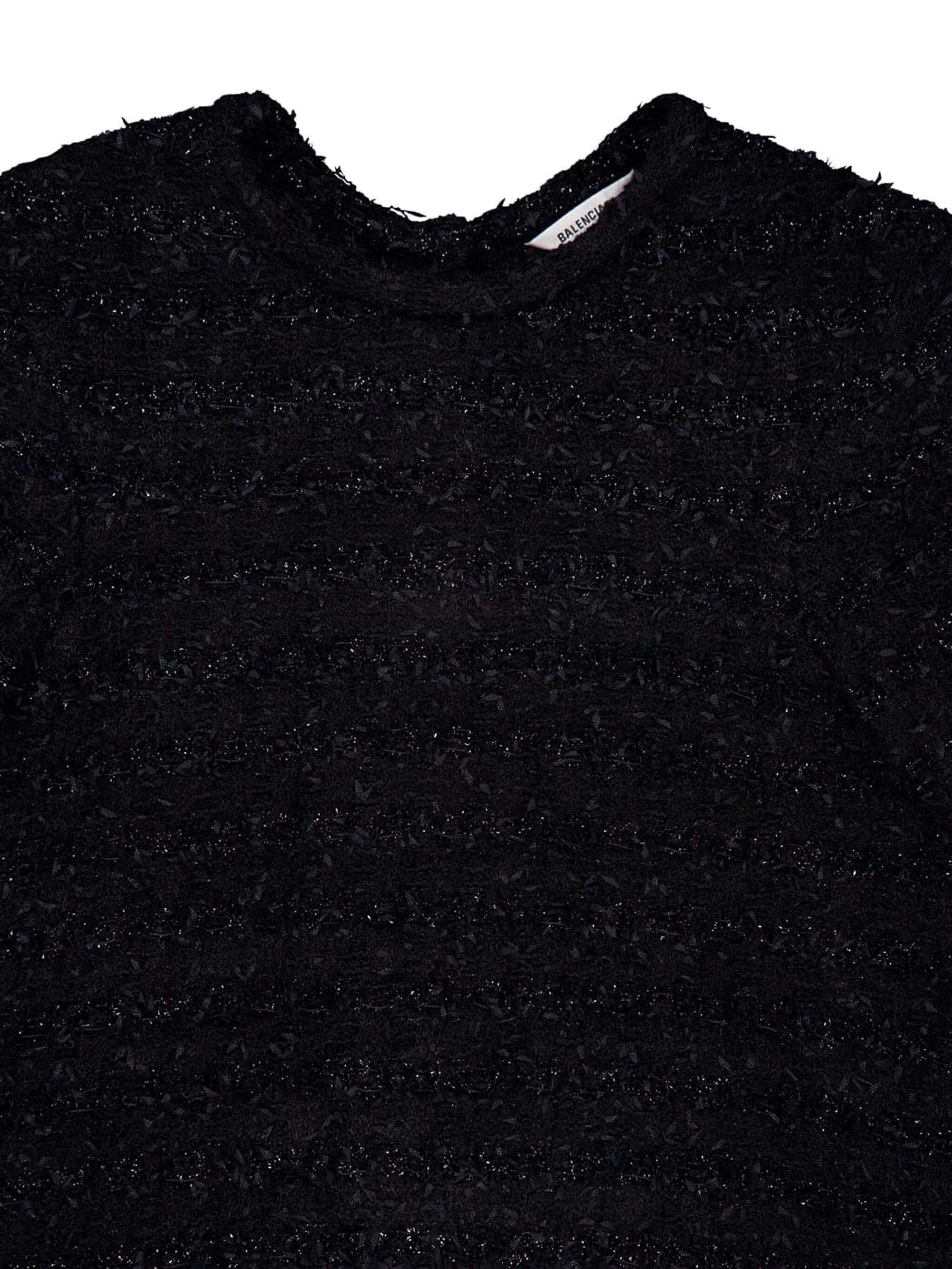 tweed button-back blouse