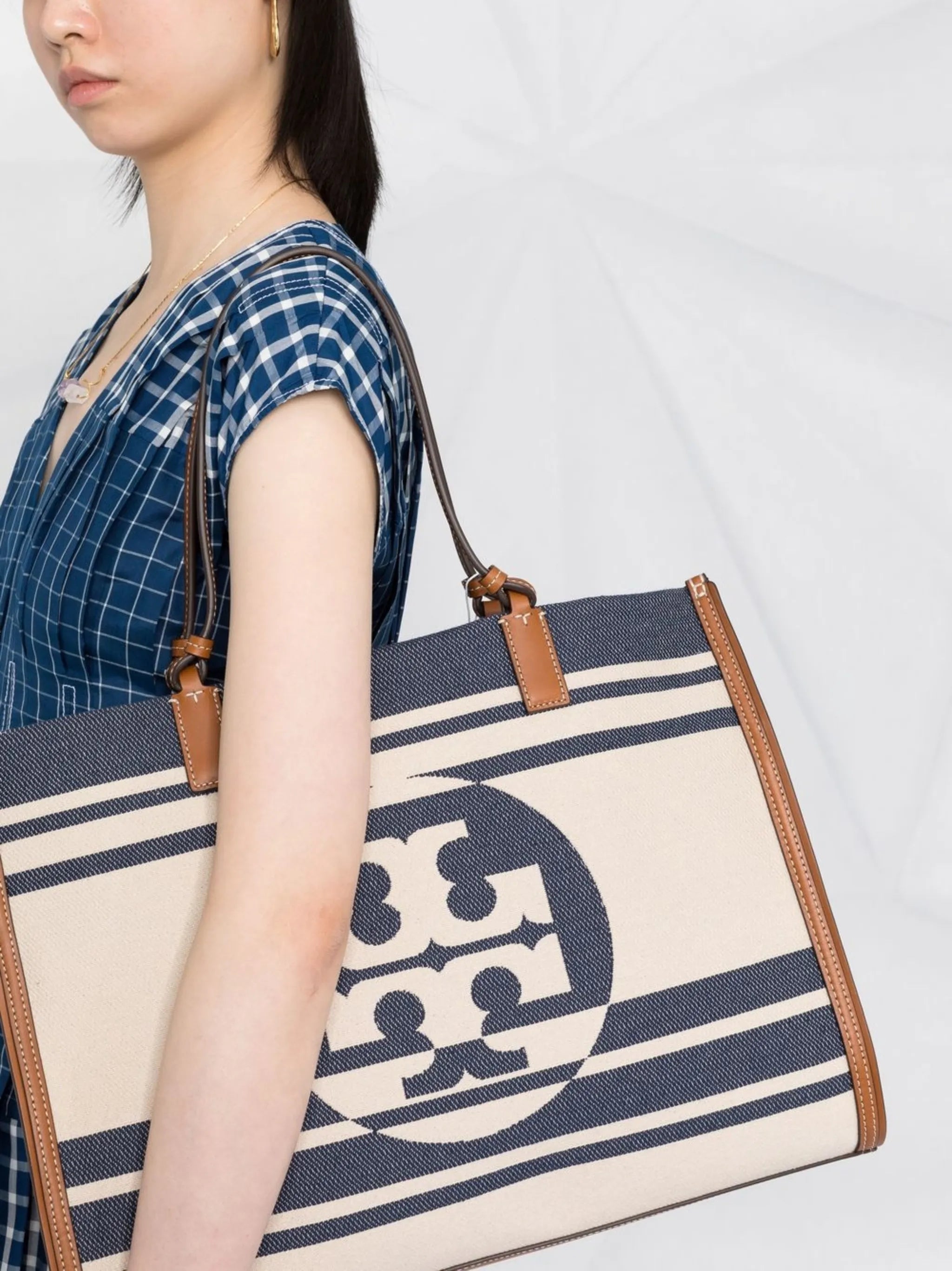 logo-print canvas tote bag