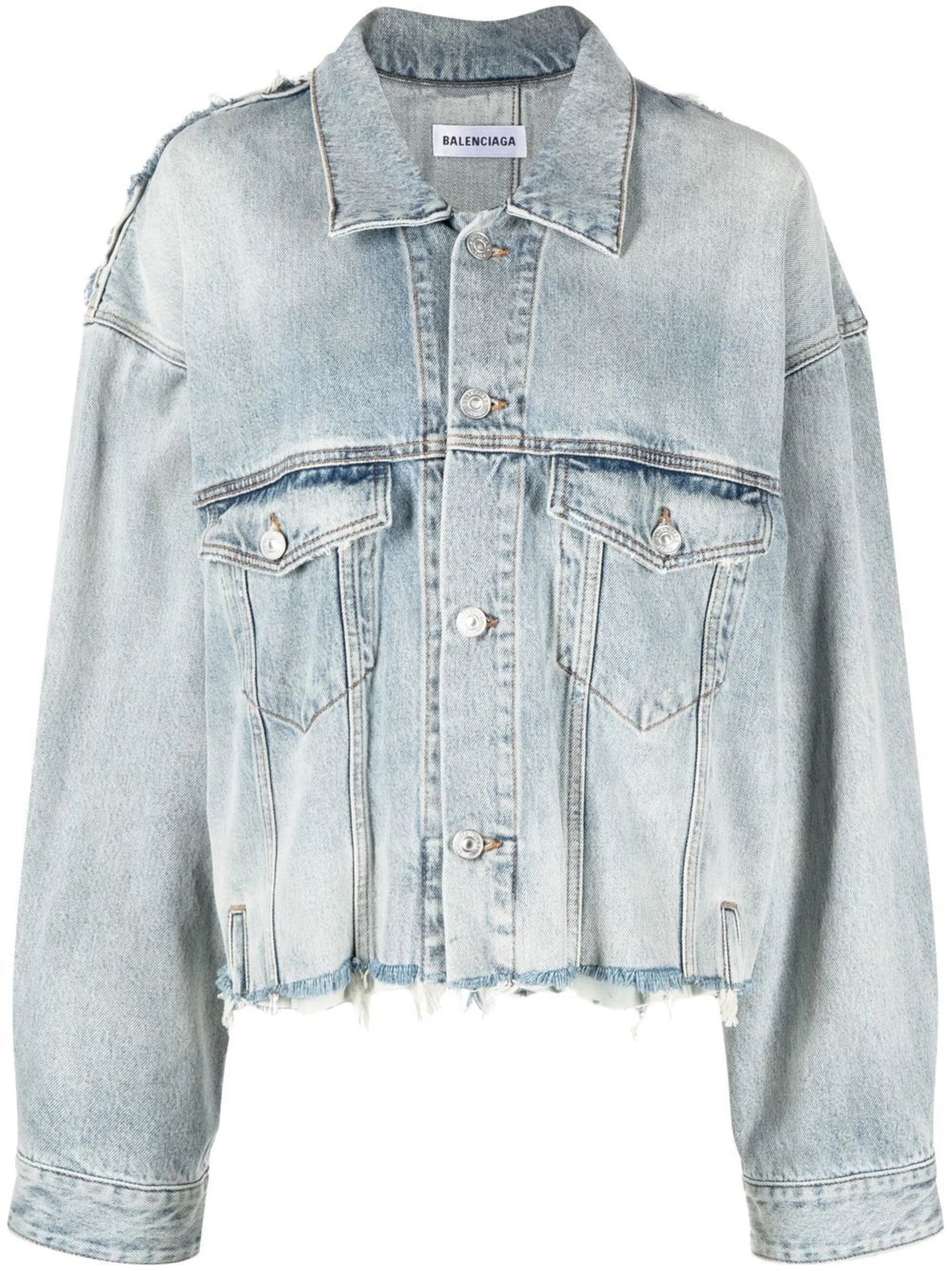 cropped raw-edge denim jacket