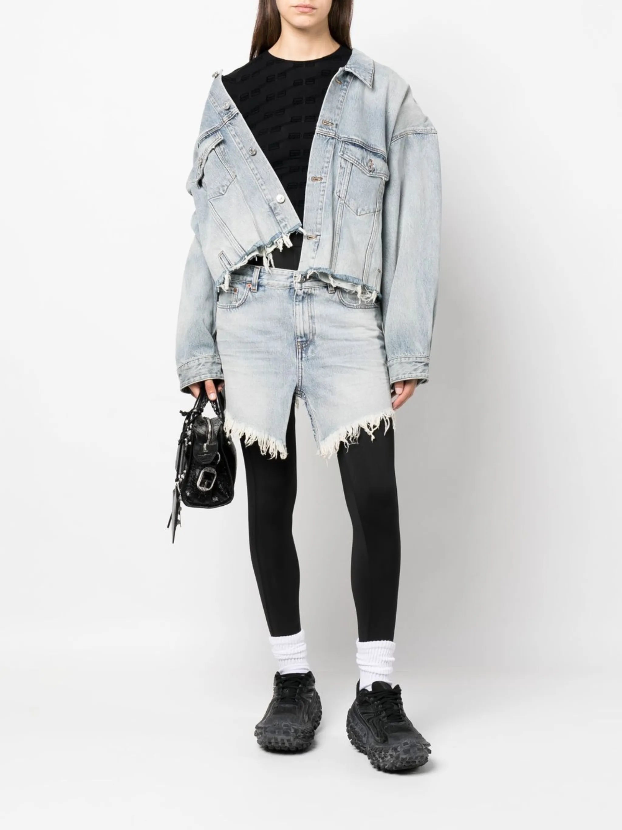 cropped raw-edge denim jacket