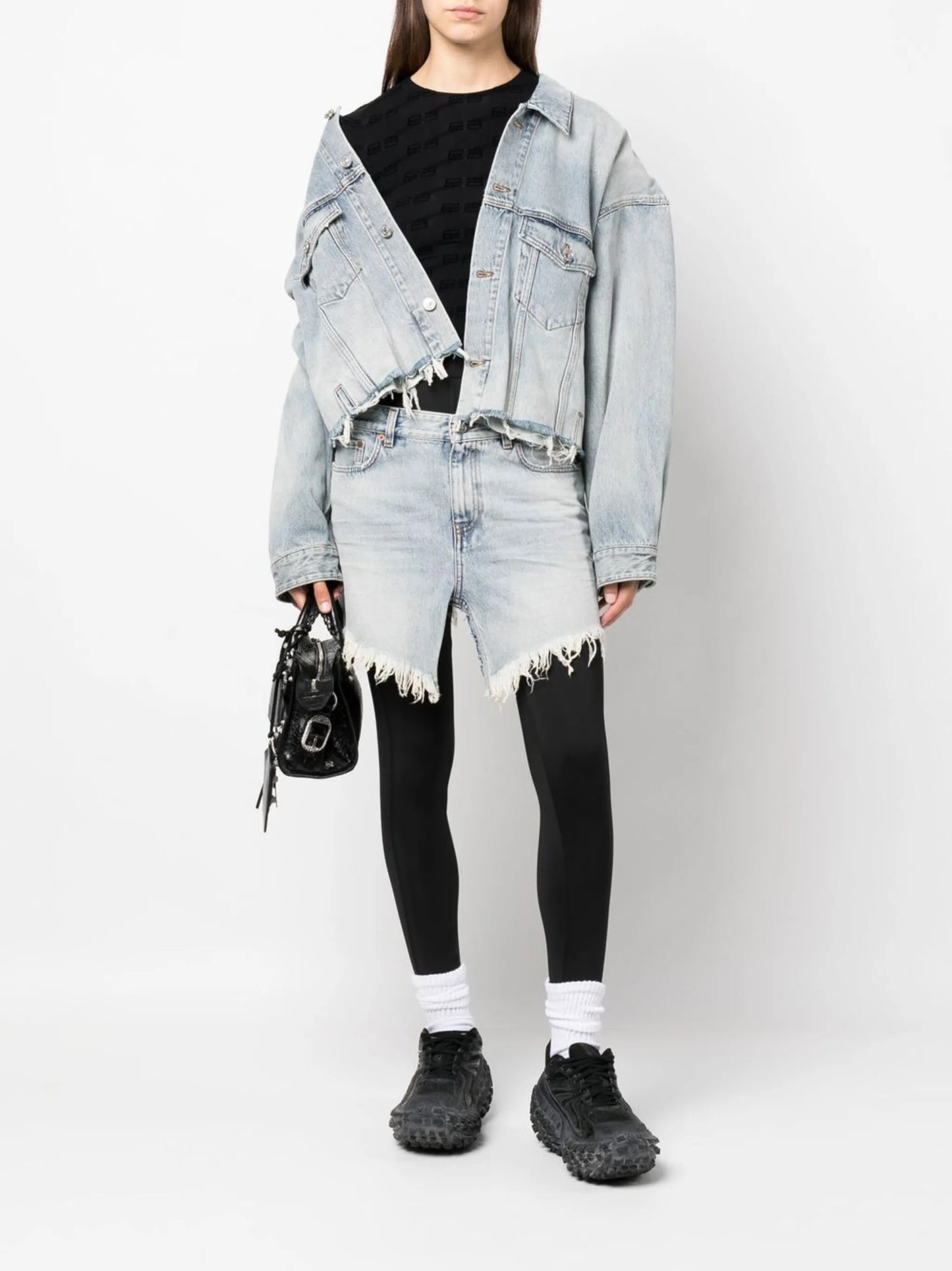 cropped raw-edge denim jacket