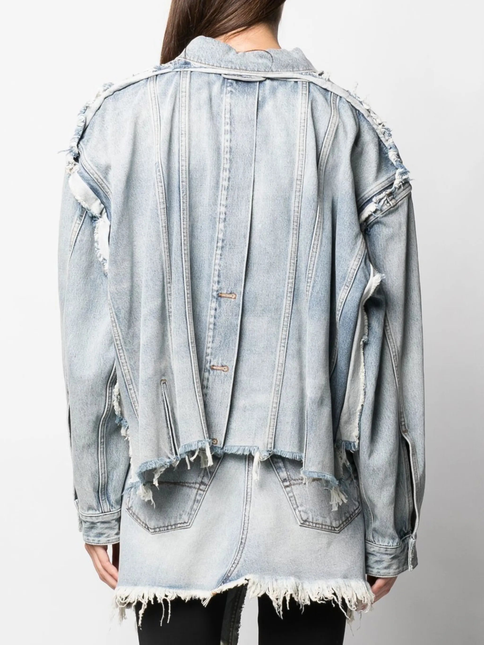 cropped raw-edge denim jacket