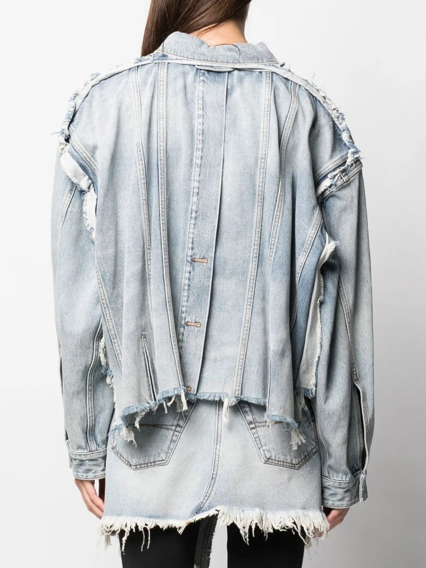 cropped raw-edge denim jacket