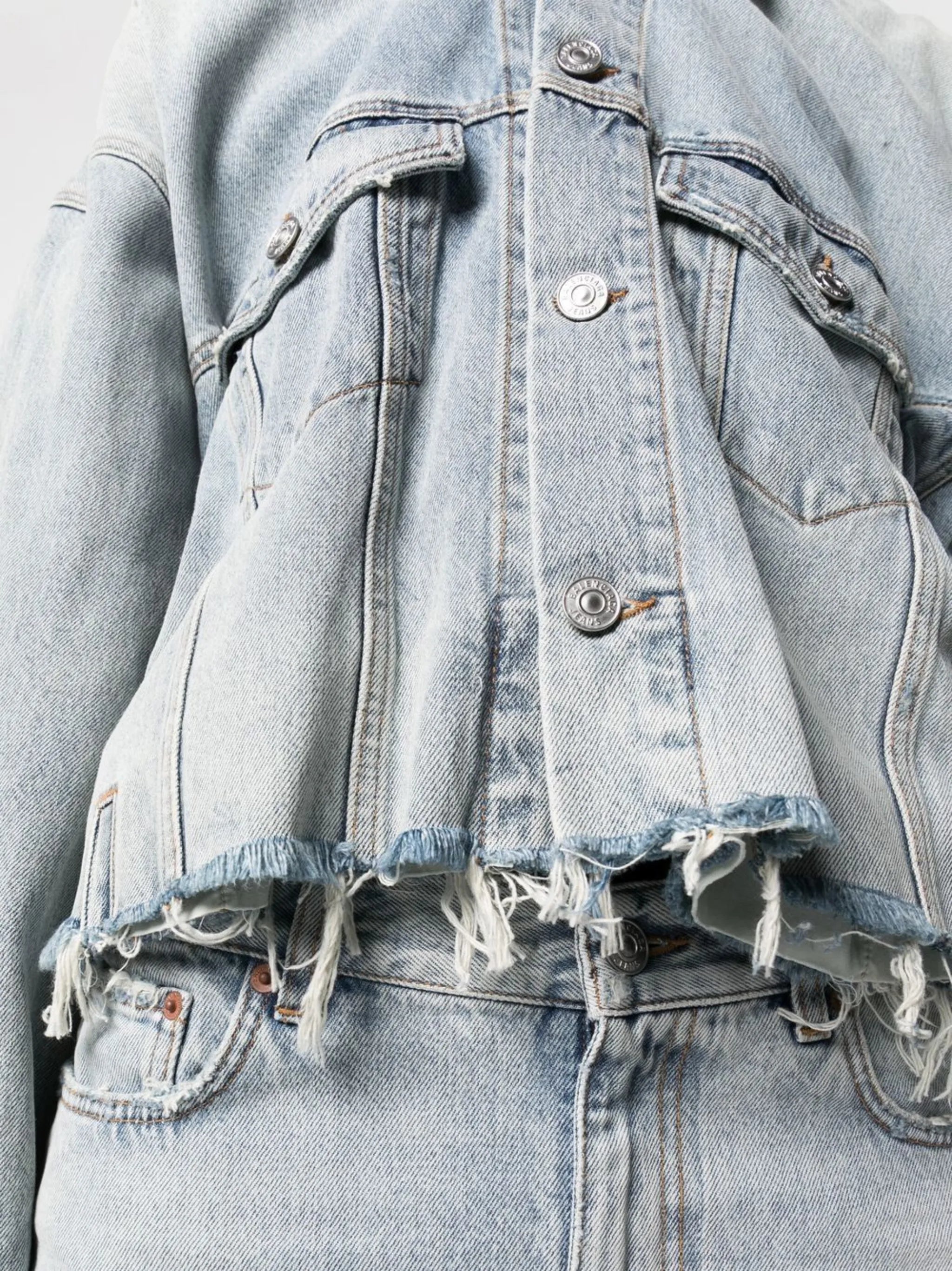cropped raw-edge denim jacket