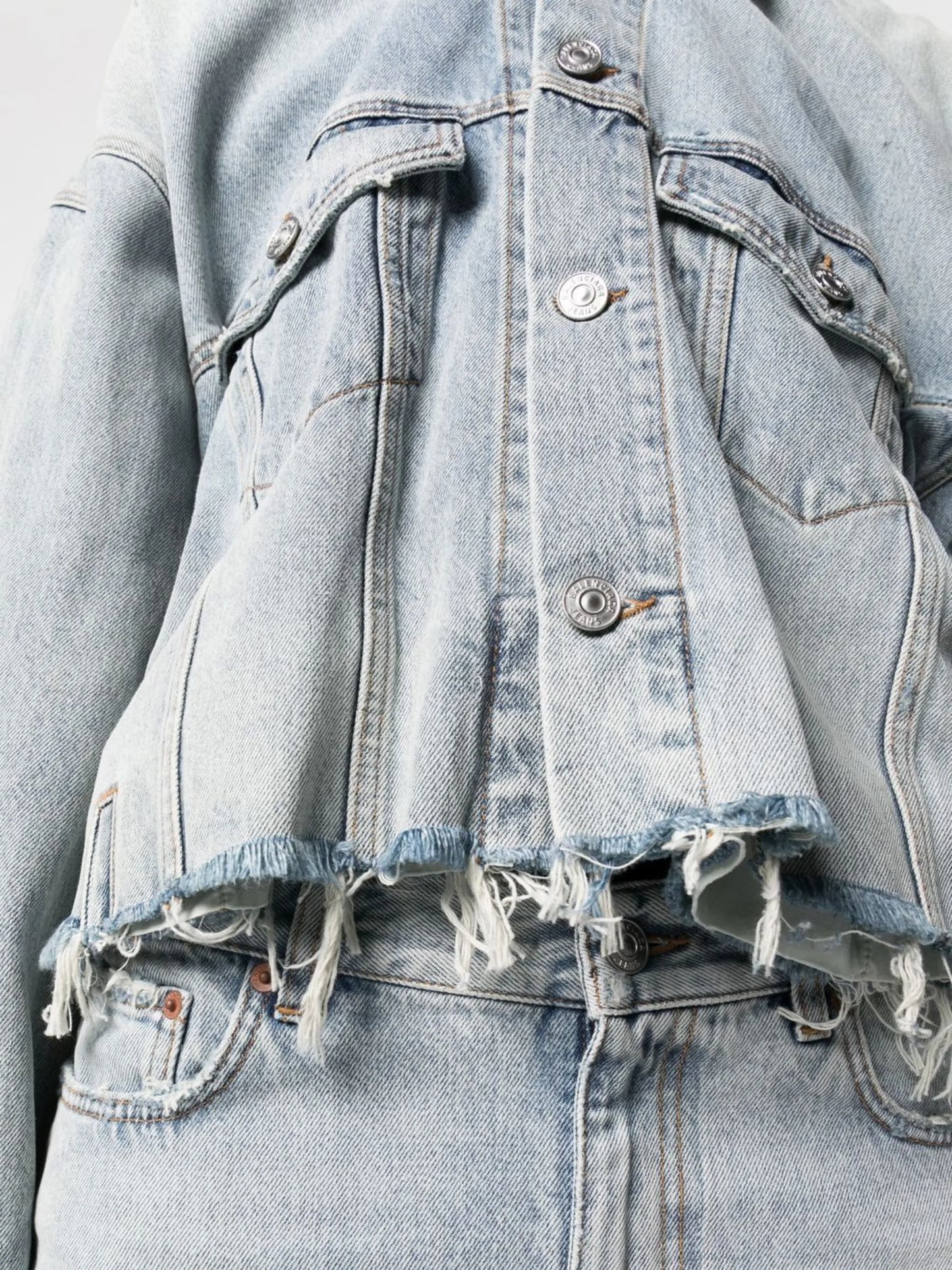 cropped raw-edge denim jacket