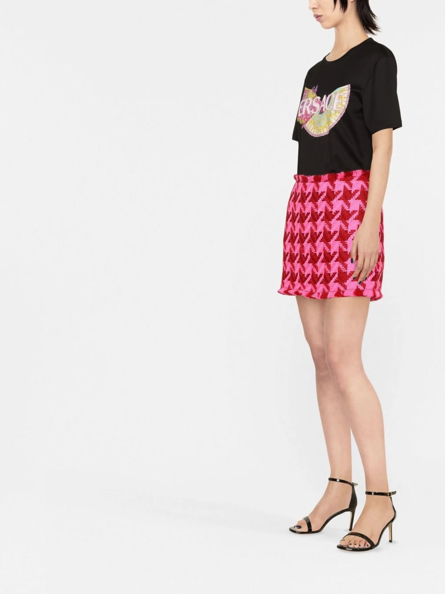 houndstooth pattern mini skirt