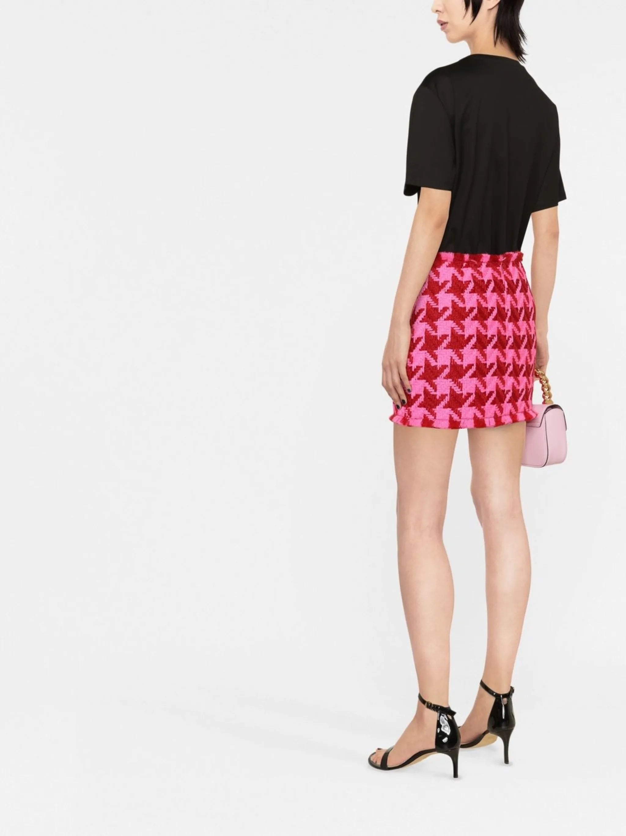 houndstooth pattern mini skirt
