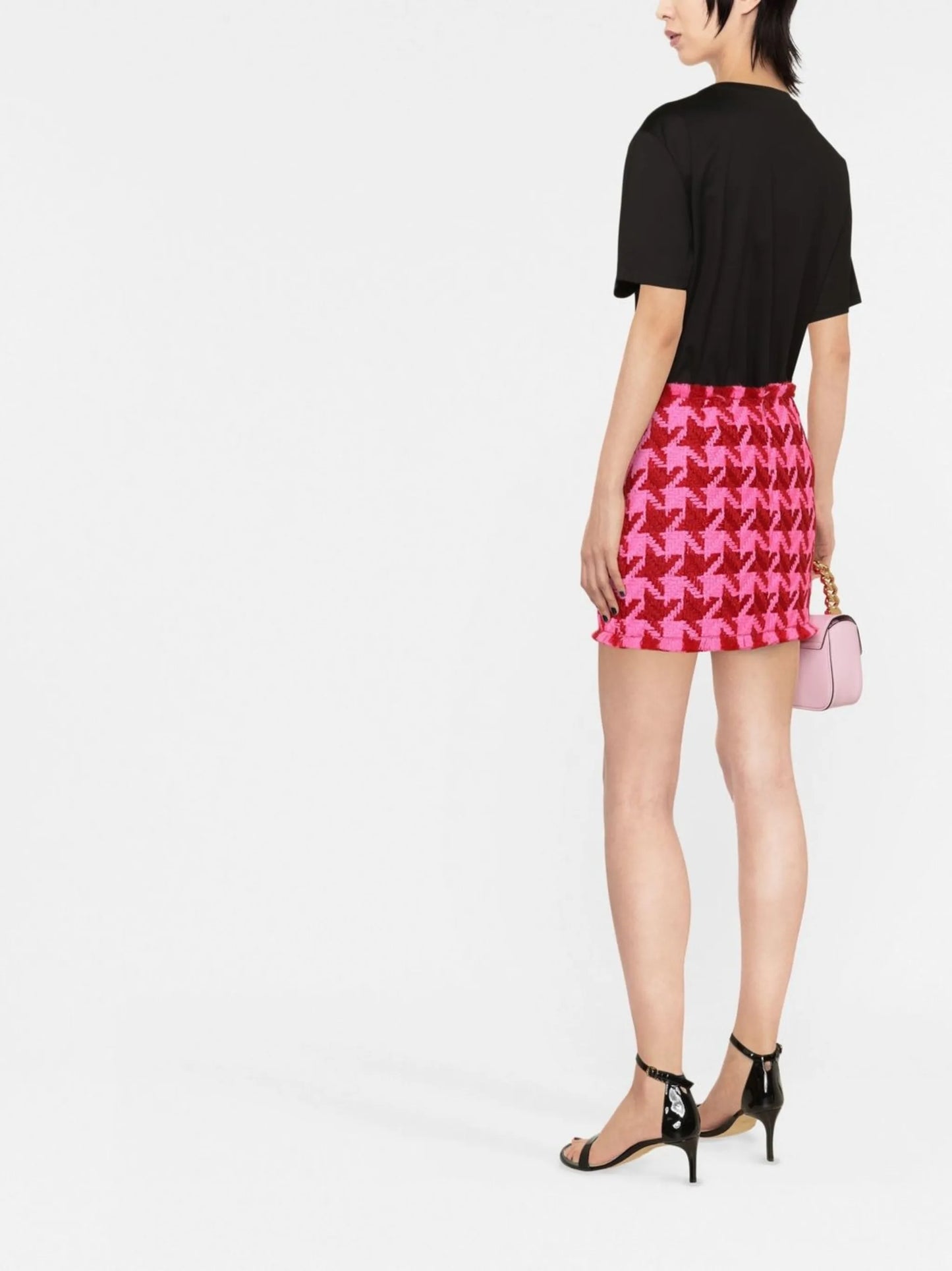 houndstooth pattern mini skirt