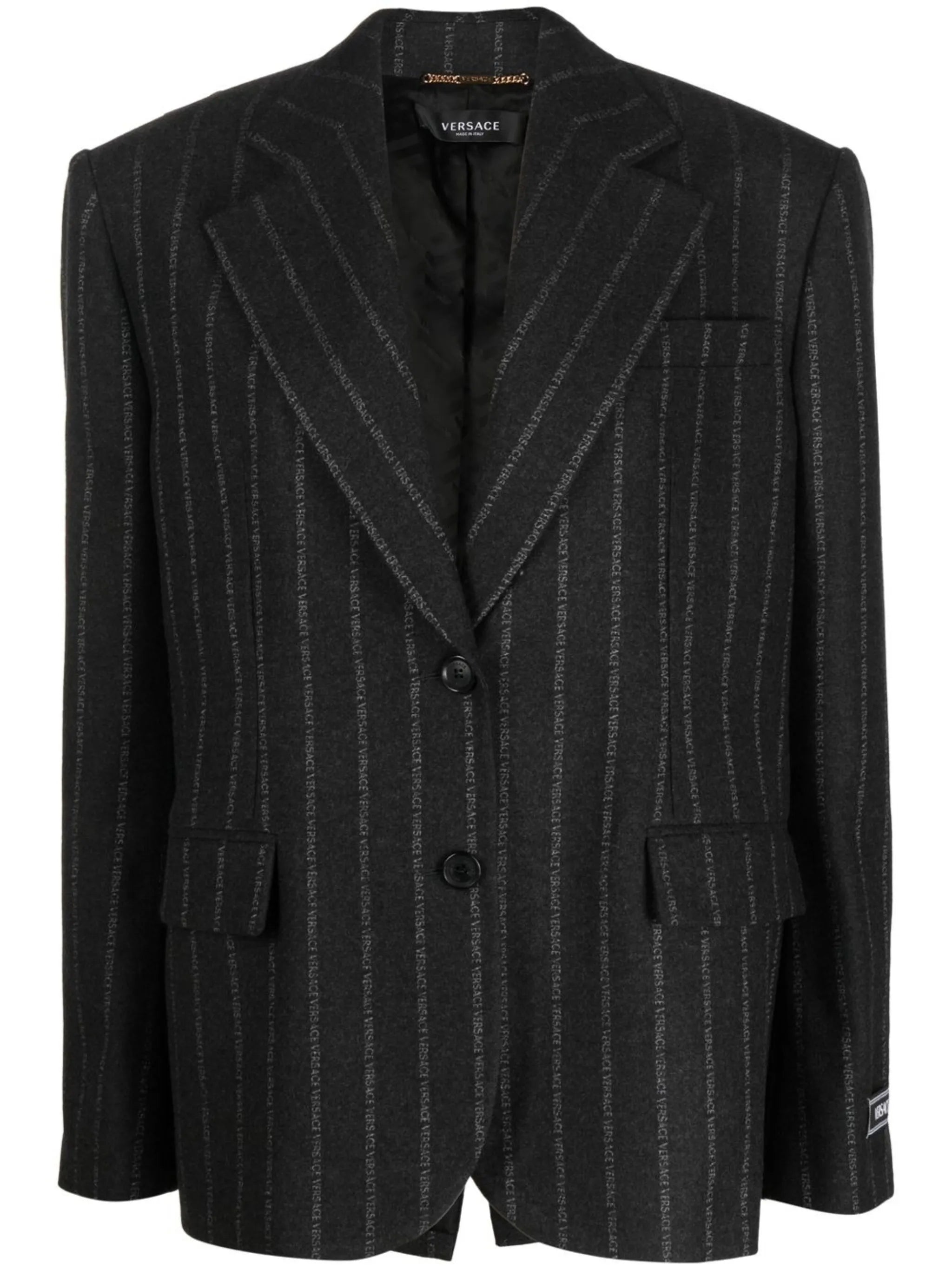 shoulder-pads logo-print blazer