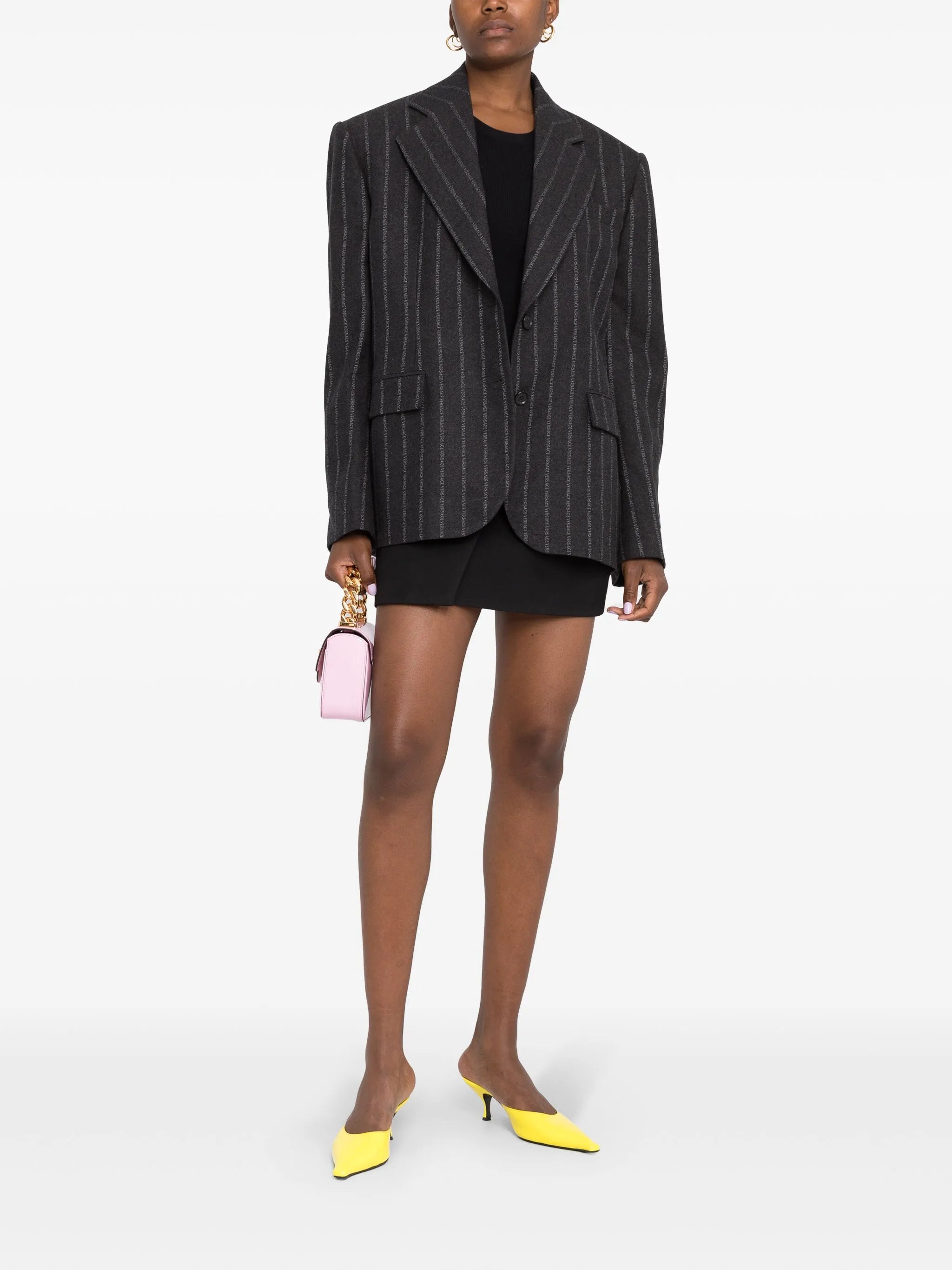 shoulder-pads logo-print blazer