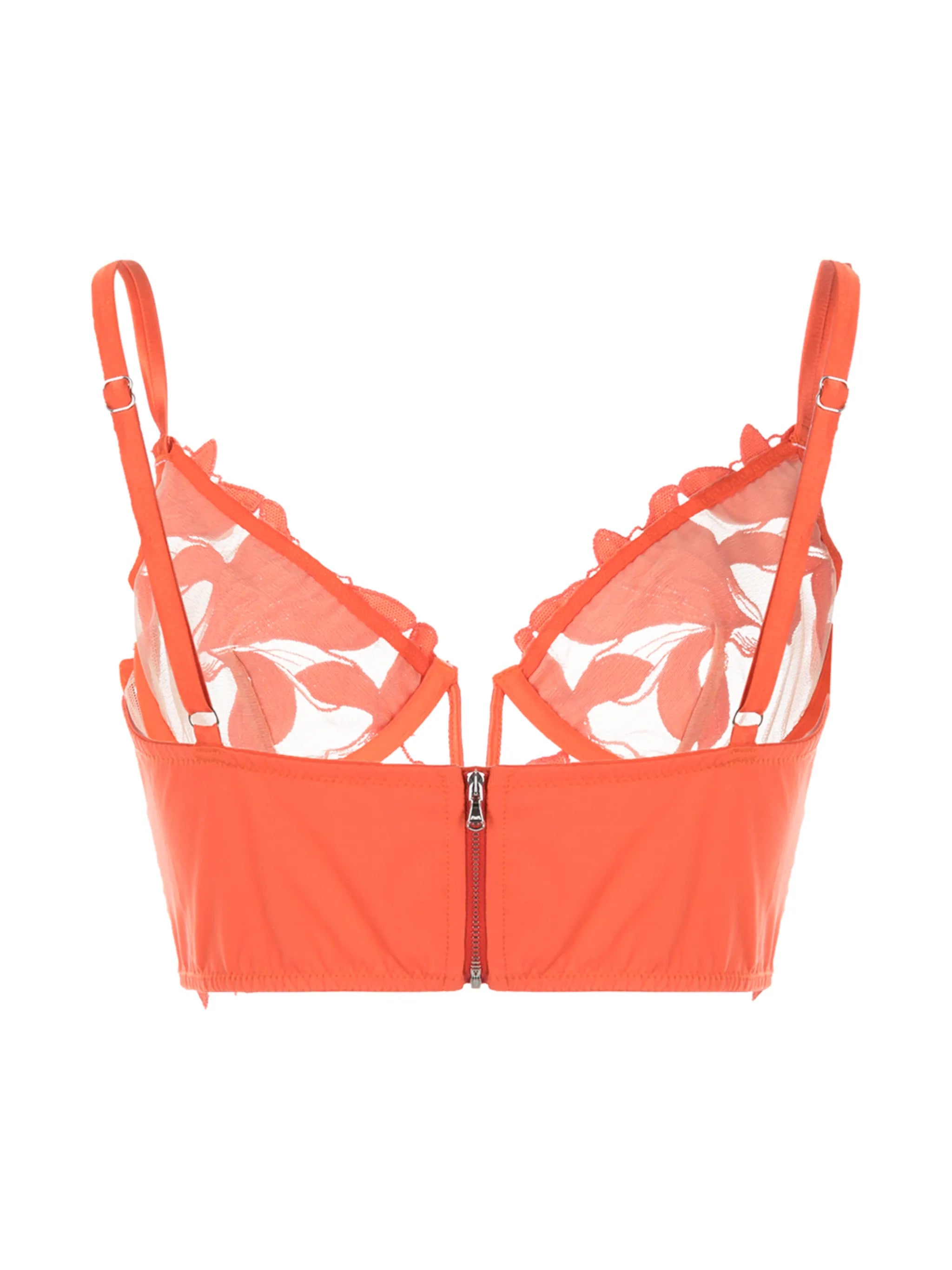 Lily floral-embroidered longline bra