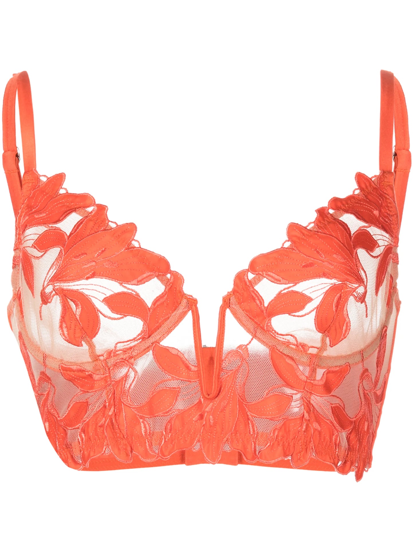 Lily floral-embroidered longline bra