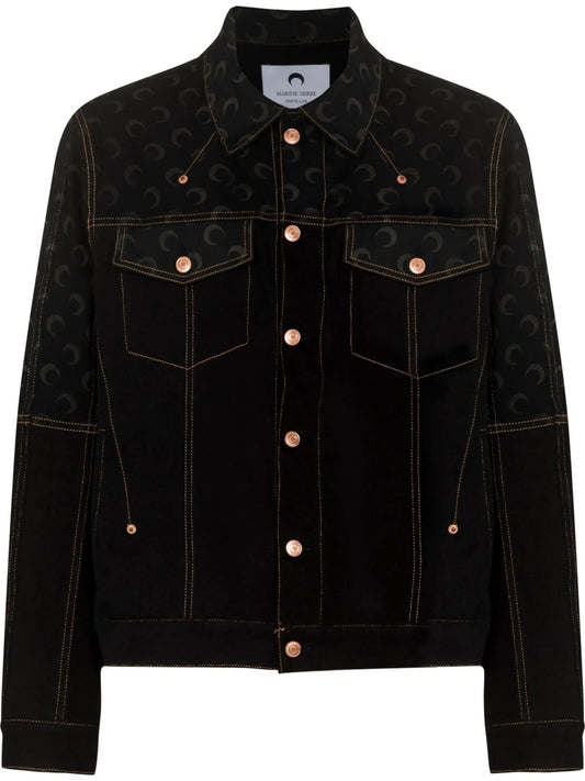 crescent moon-print denim jacket