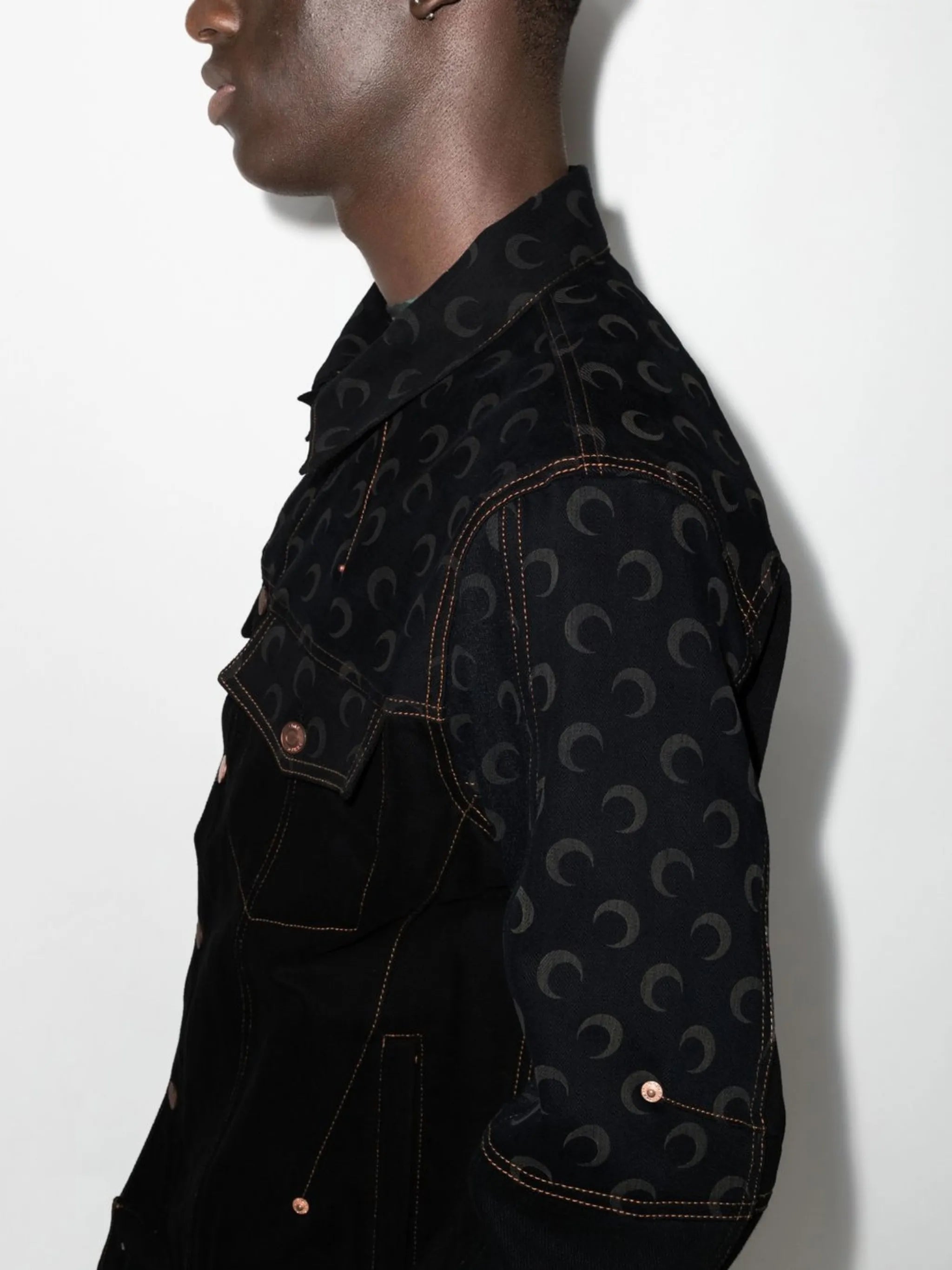 crescent moon-print denim jacket