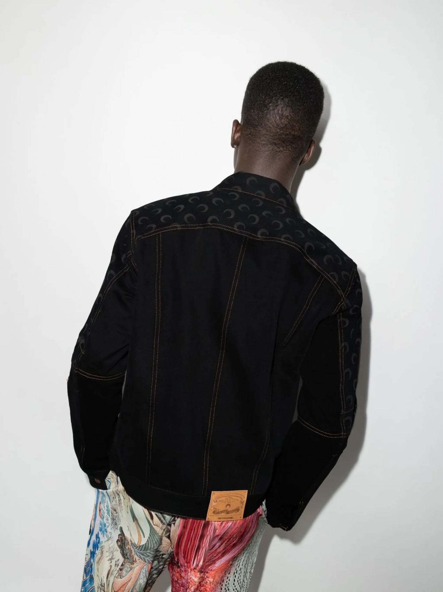 crescent moon-print denim jacket