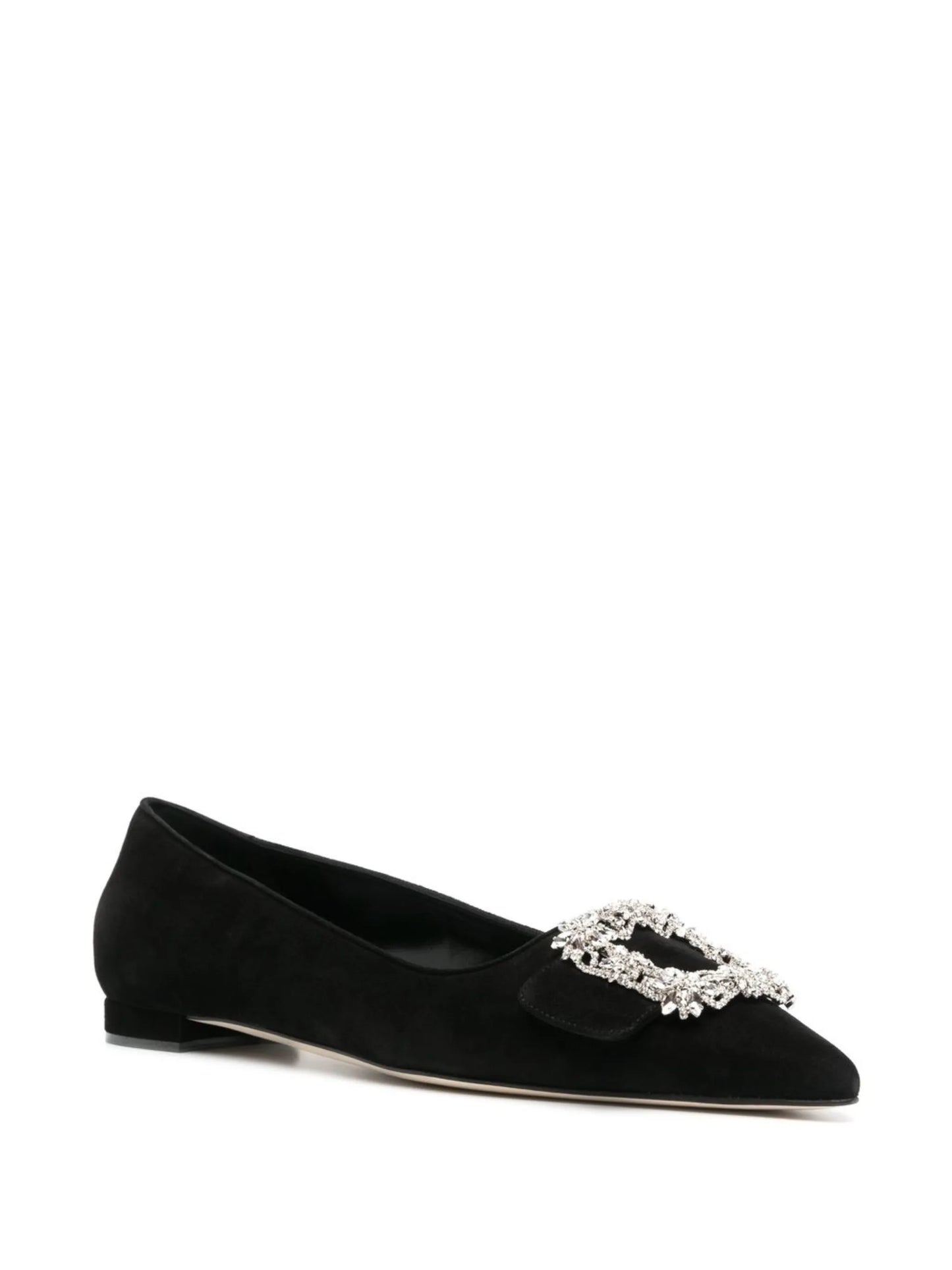 Maysale crystal-buckle suede pumps