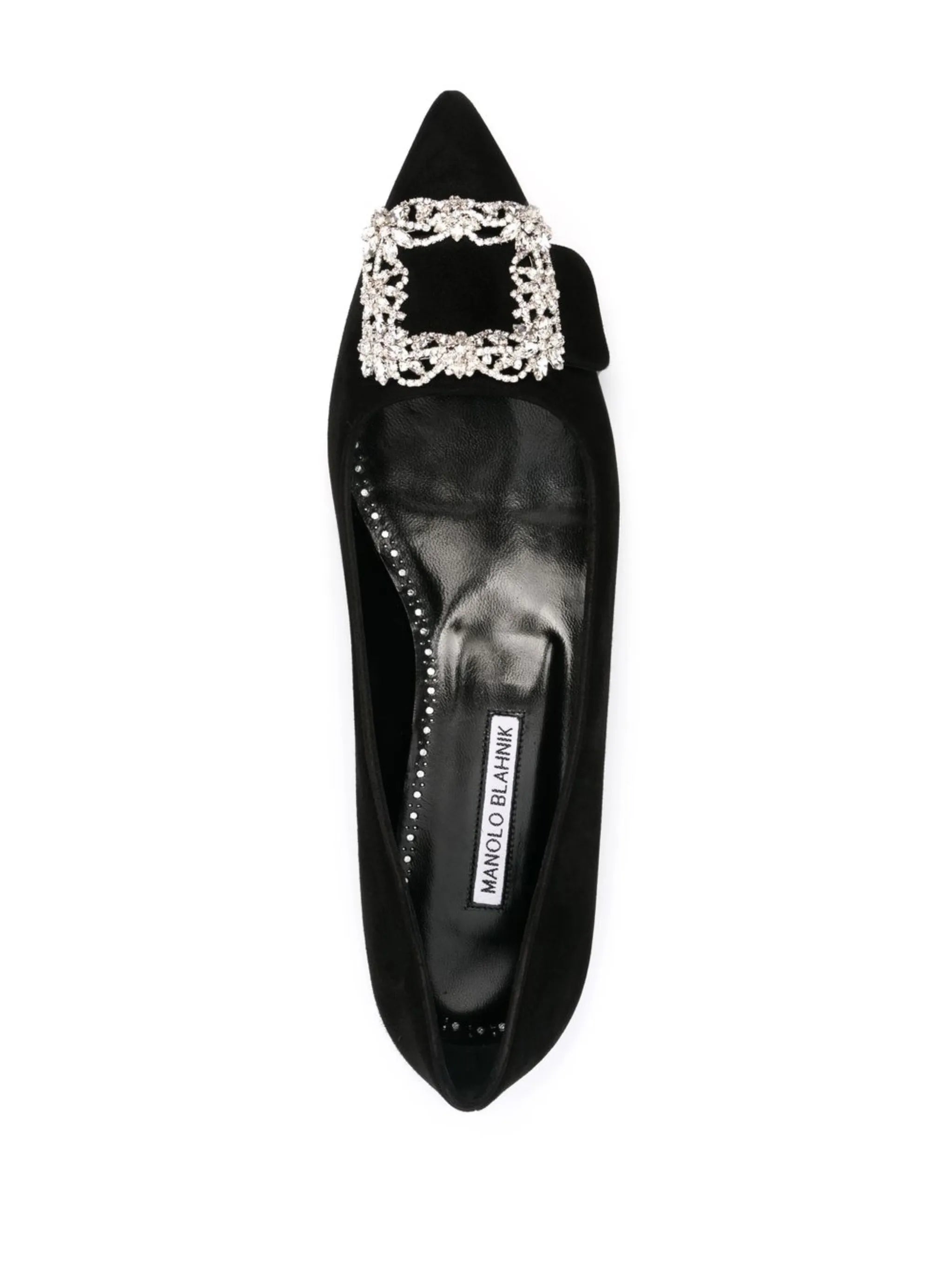 Maysale crystal-buckle suede pumps