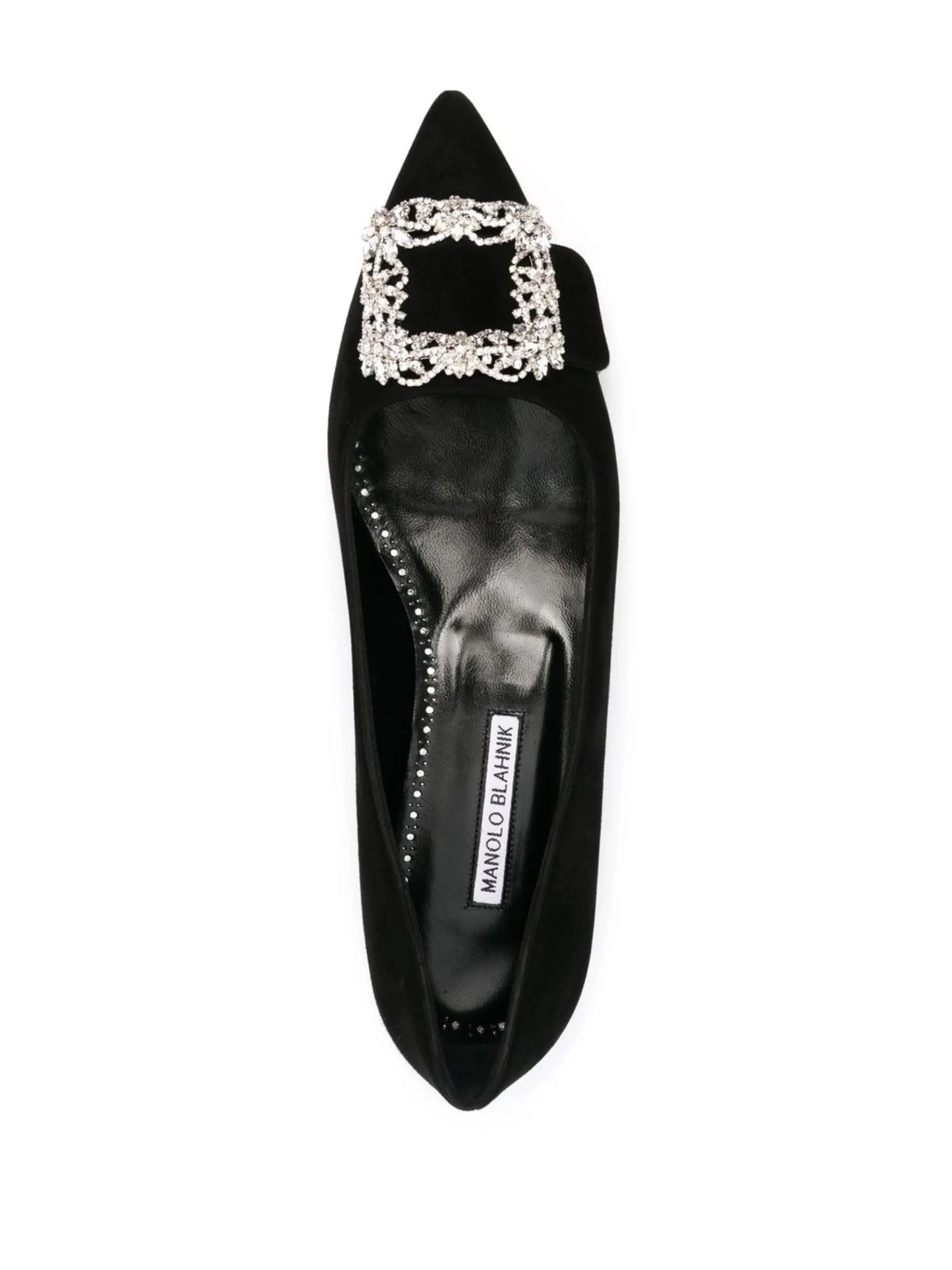 Maysale crystal-buckle suede pumps