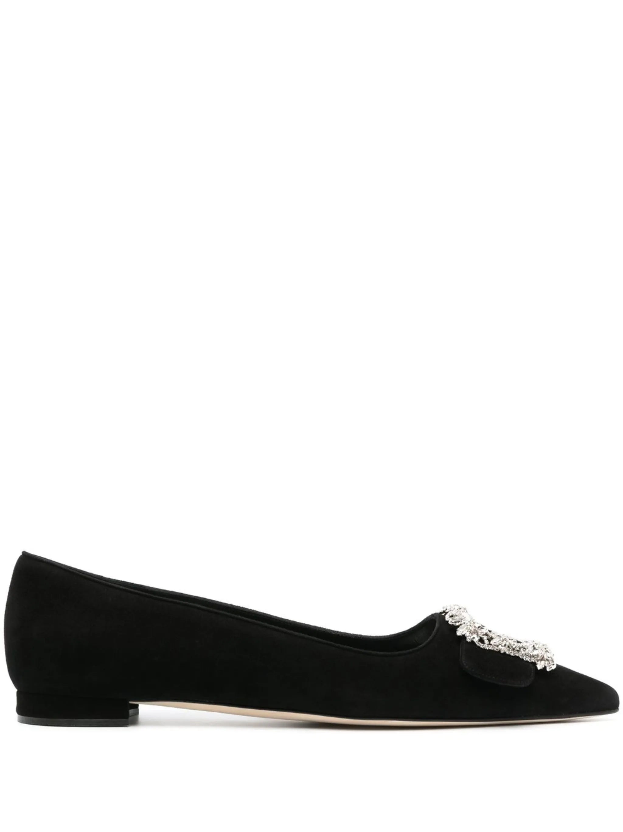 Maysale crystal-buckle suede pumps