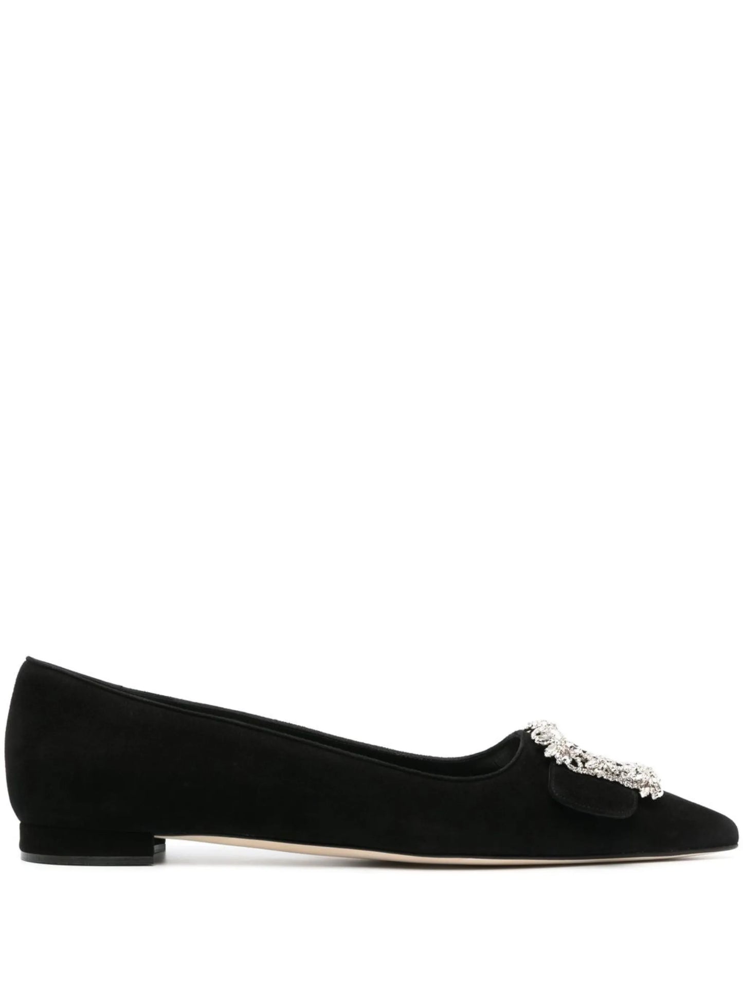 Maysale crystal-buckle suede pumps