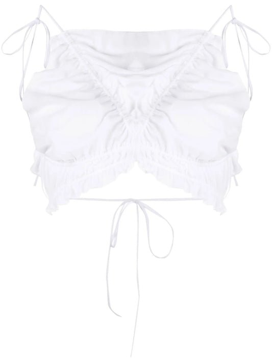 backless ruffled crop top