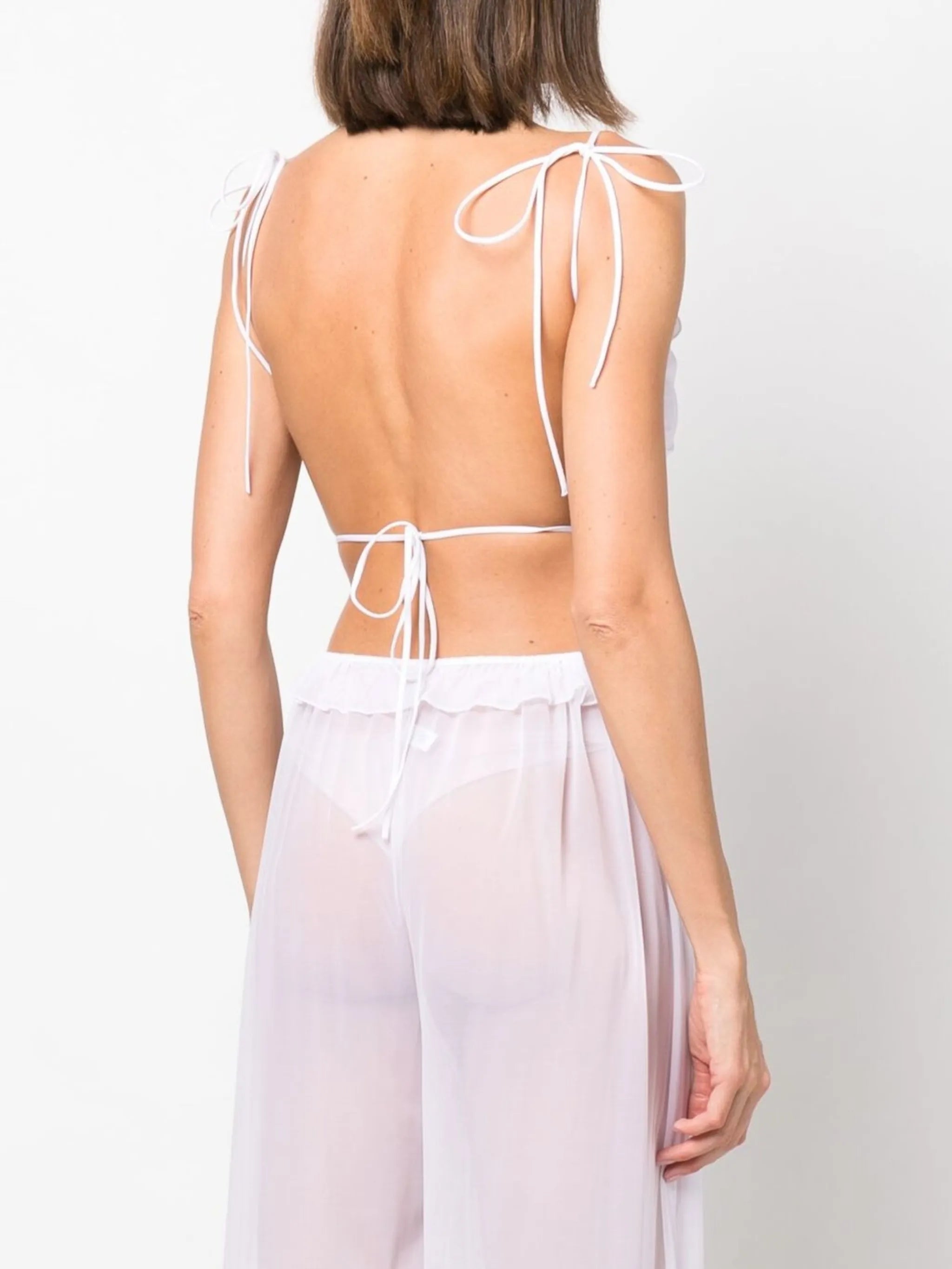backless ruffled crop top