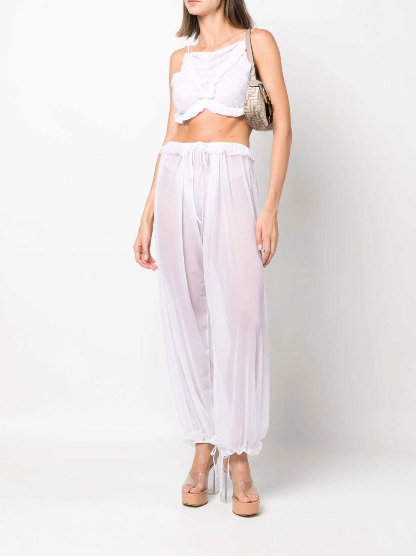 backless ruffled crop top