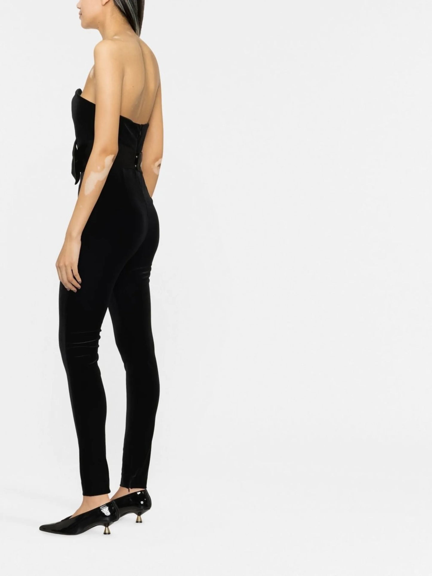 bow-embellished sleeveless jumpsuit
