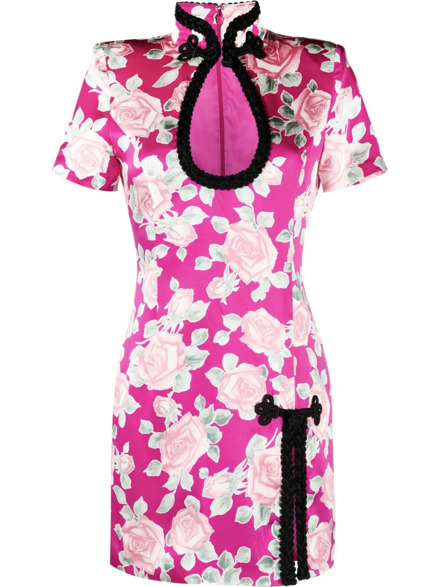 rose-print silk dress
