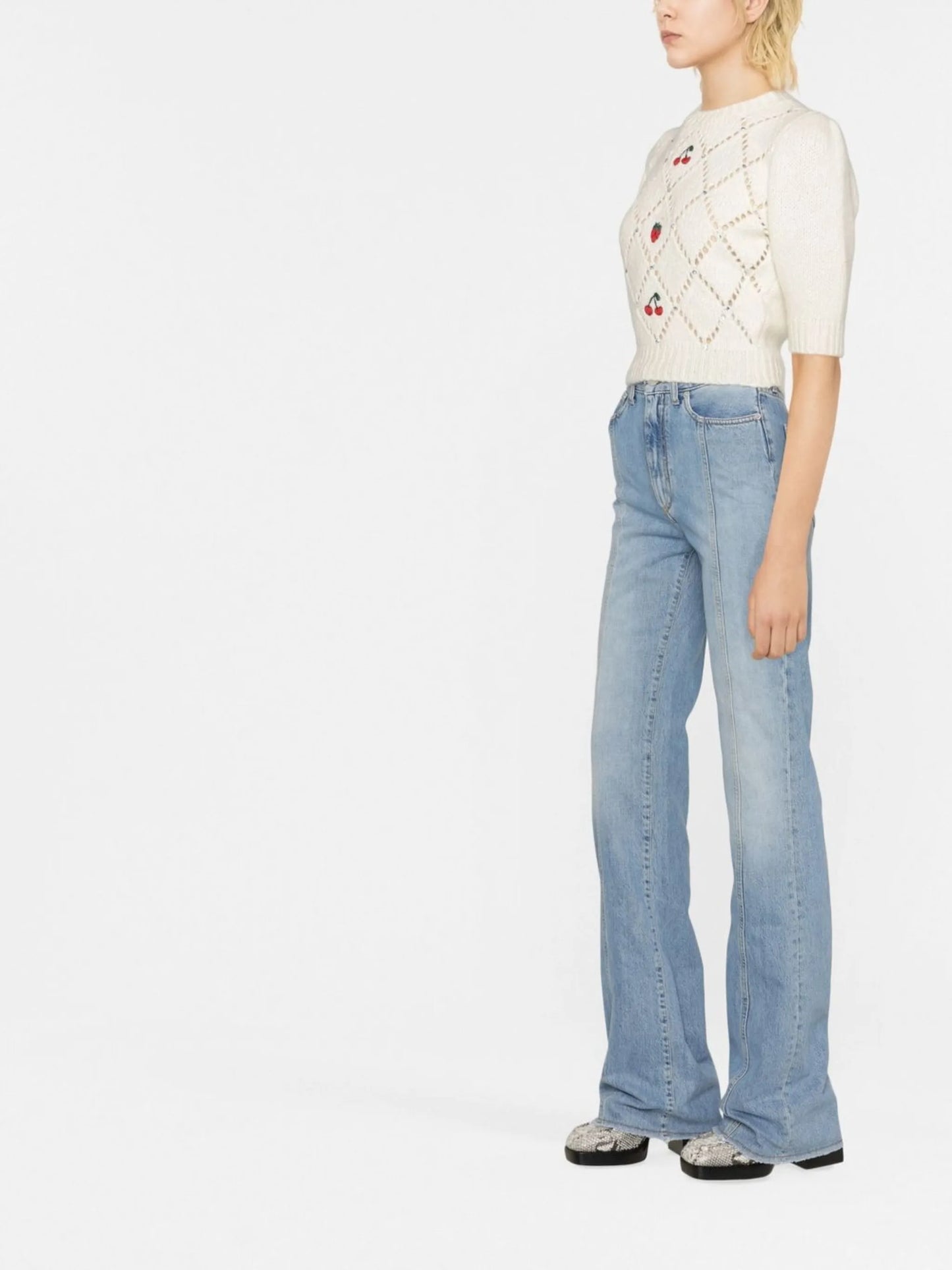 high-waist flared jeans