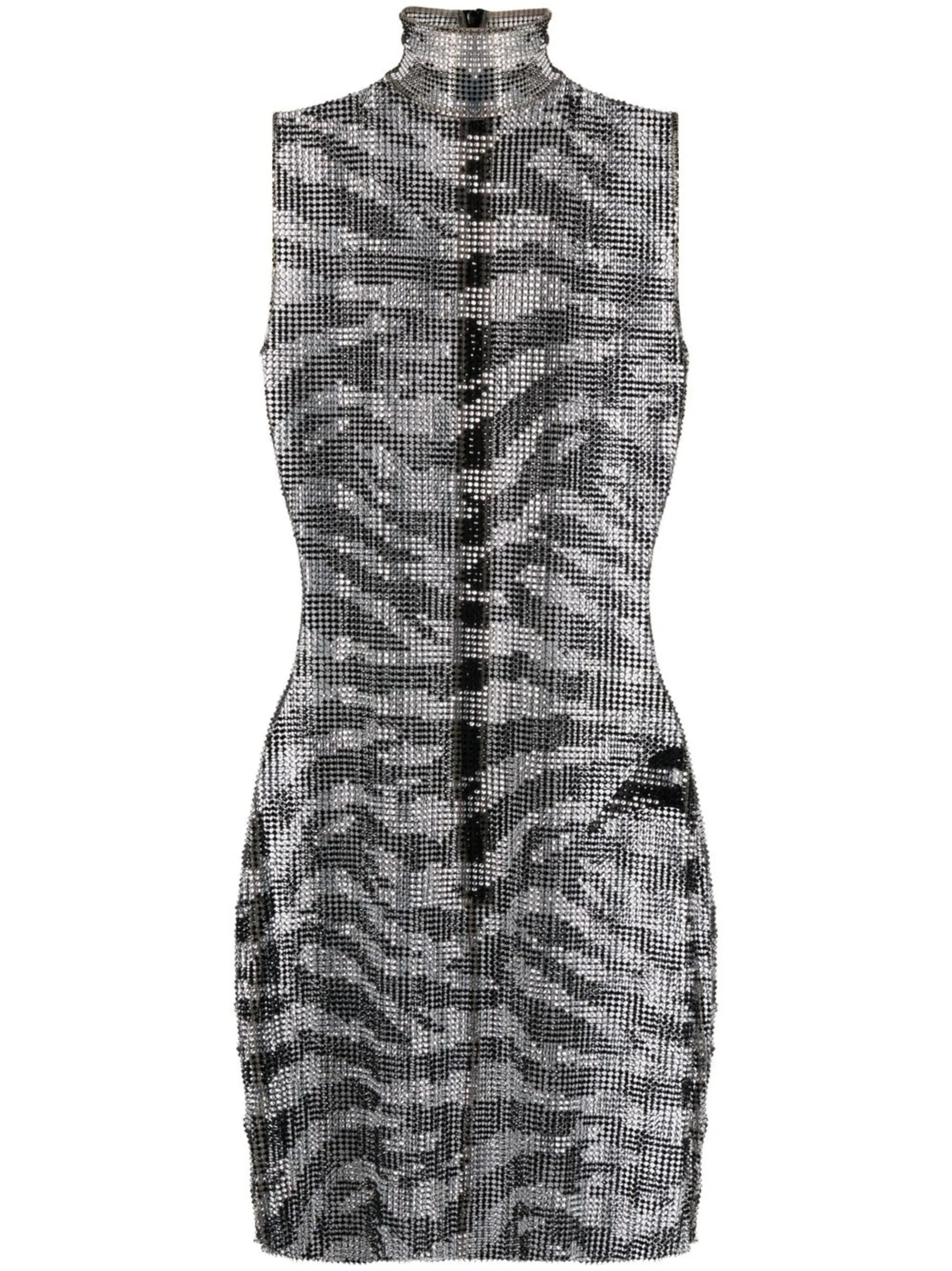 zebra-print crystal-embellished mini dress