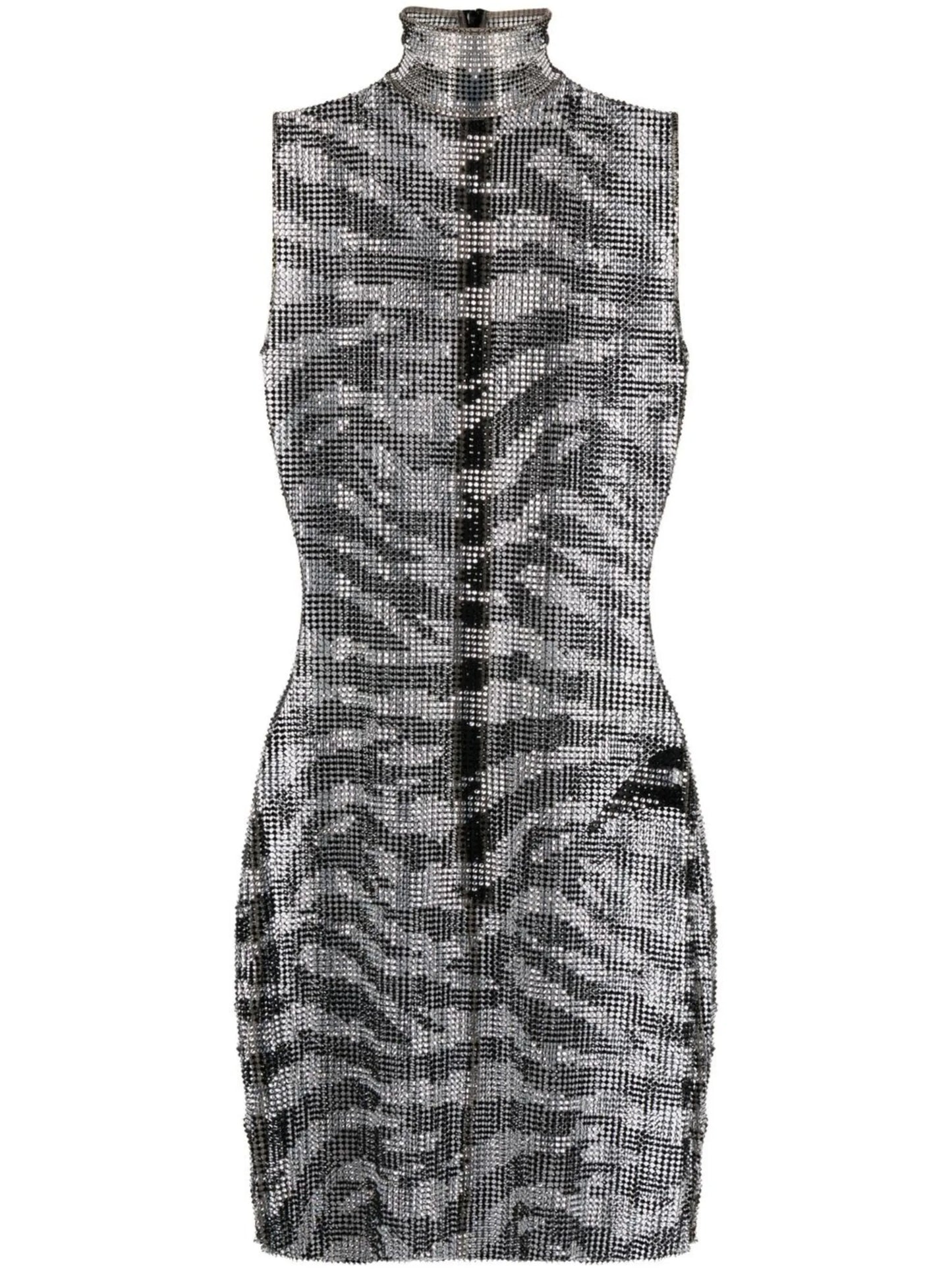 zebra-print crystal-embellished mini dress