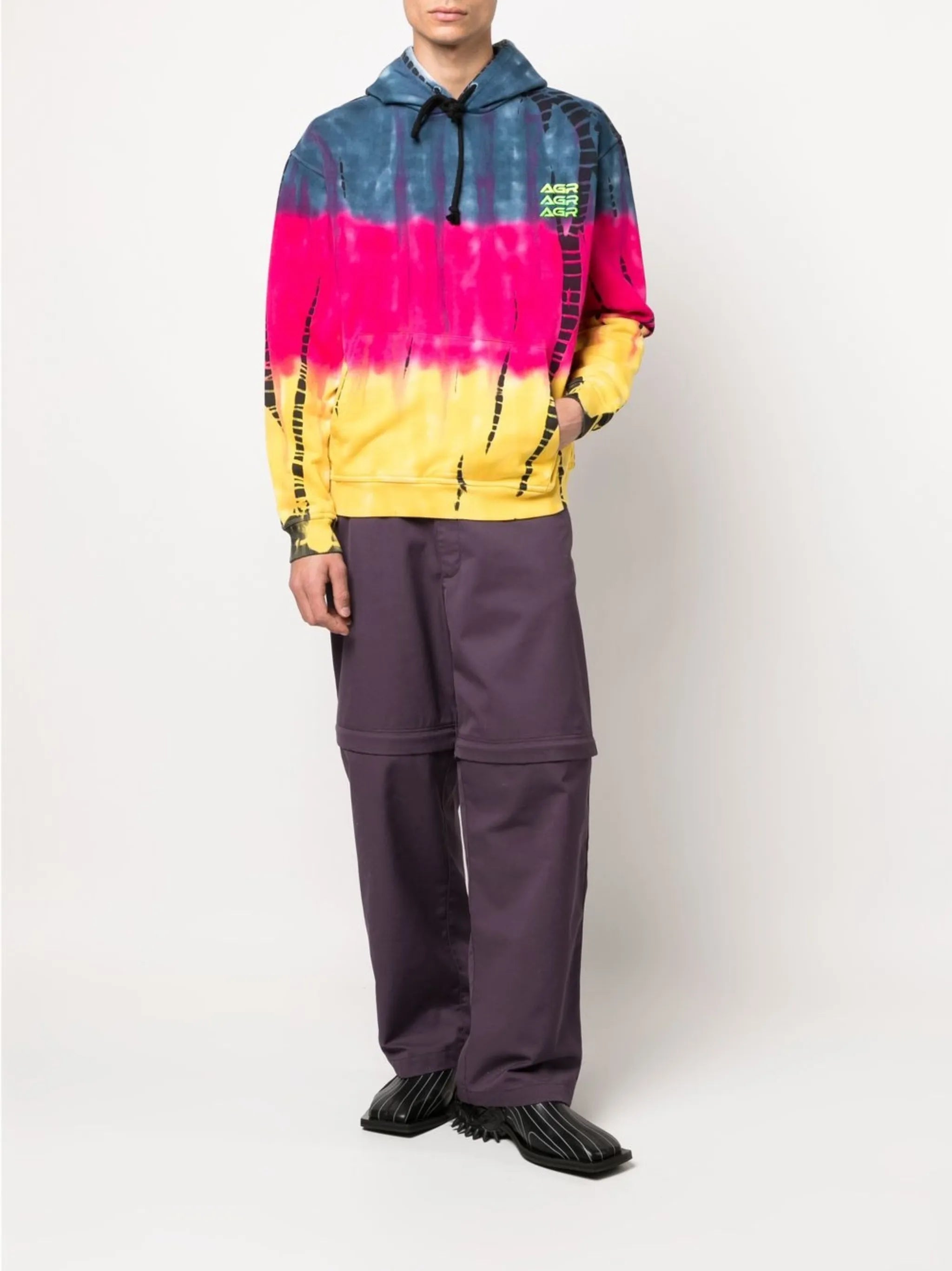 tie-dye print cotton hoodie