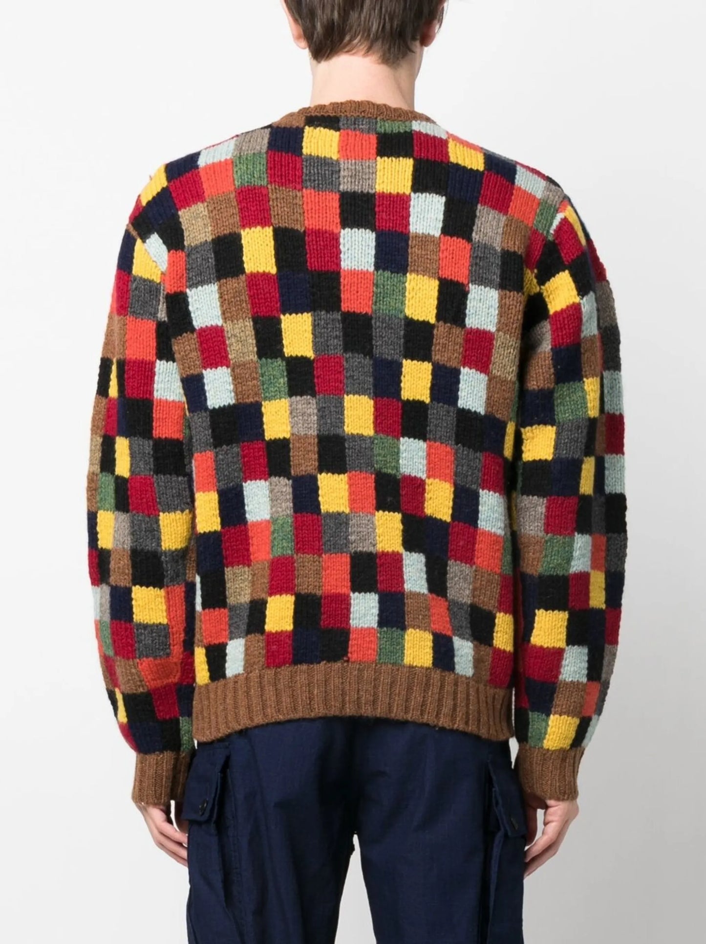 patchwork crew neck jumper