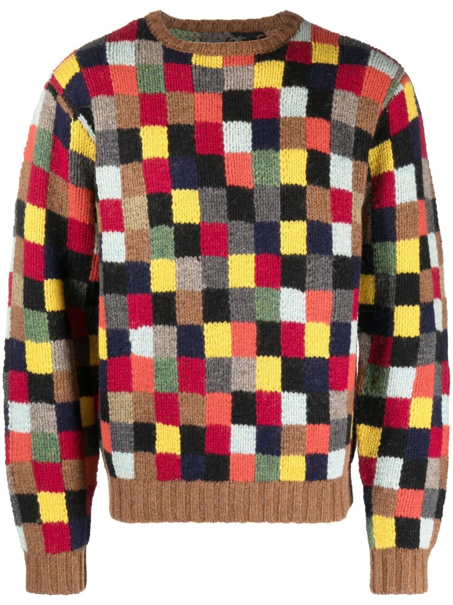 patchwork crew neck jumper