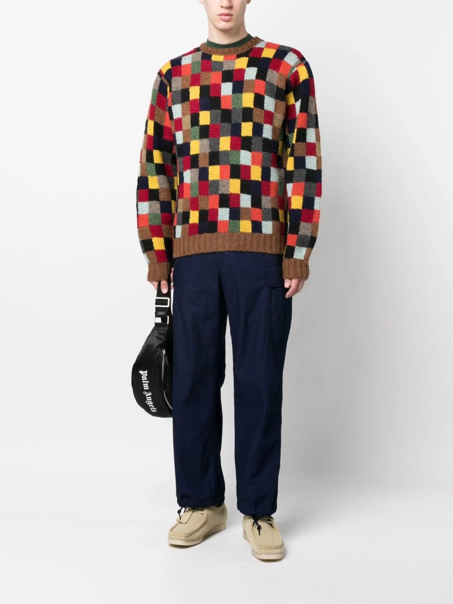 patchwork crew neck jumper