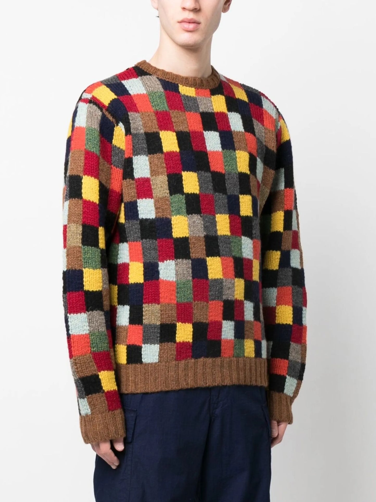 patchwork crew neck jumper