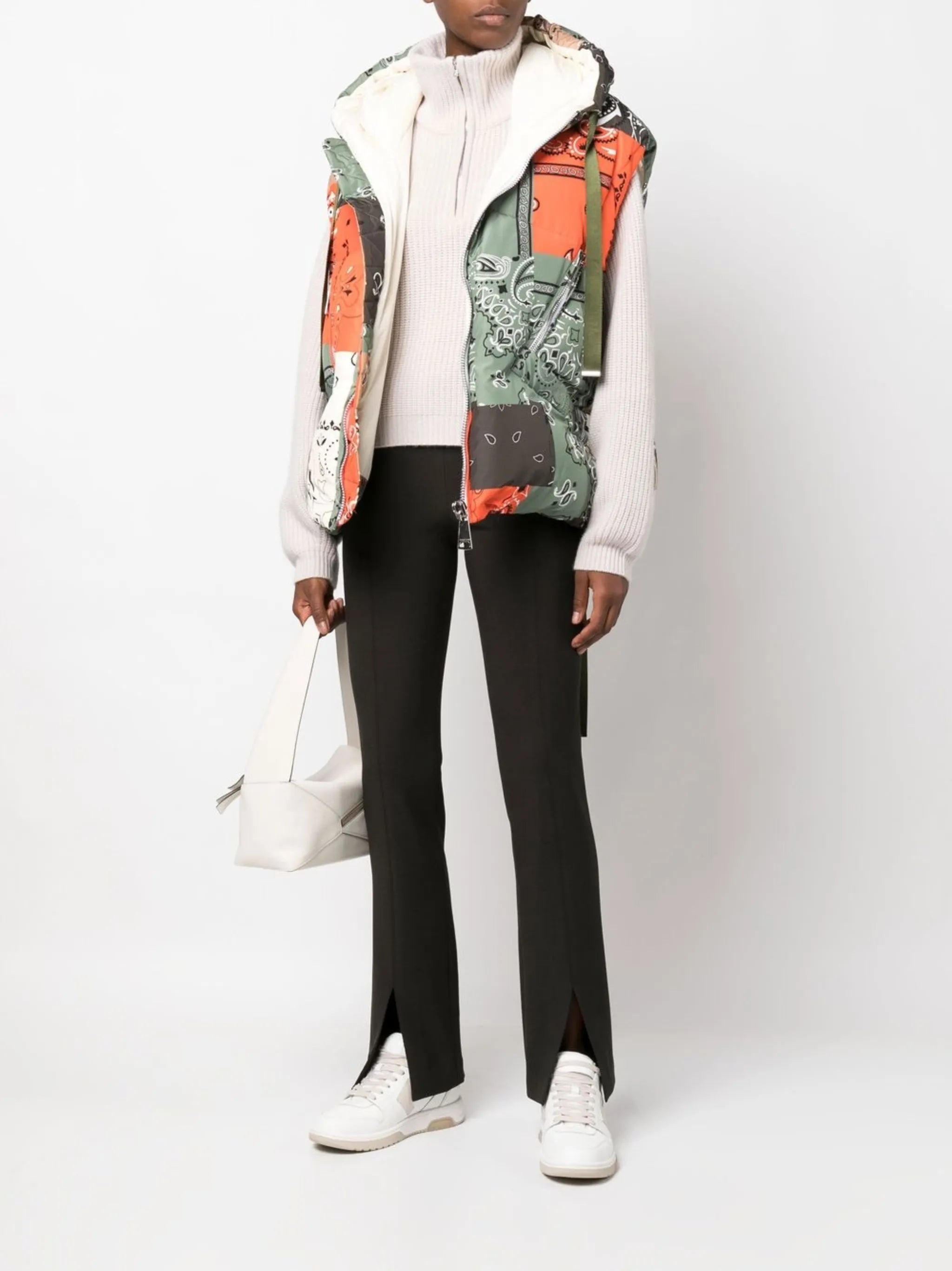 drawstring hooded gilet