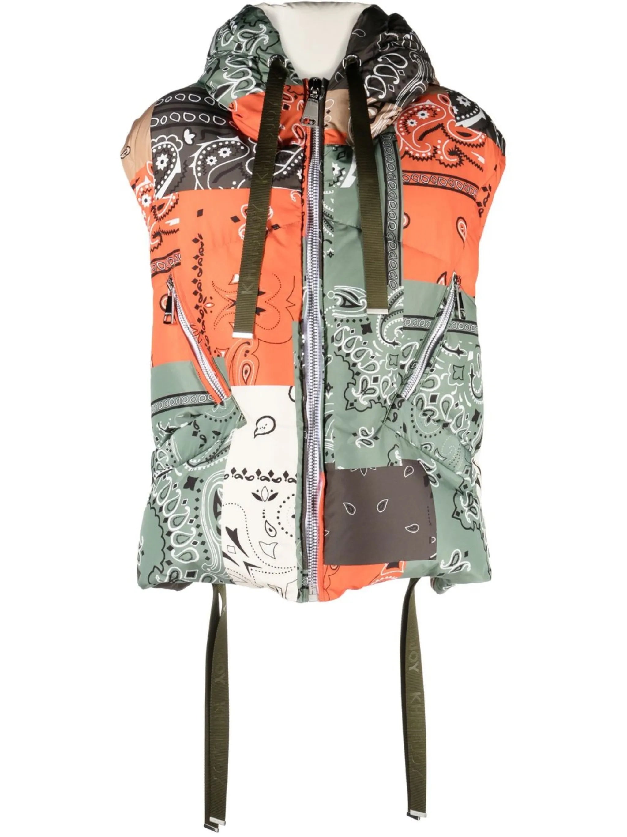 drawstring hooded gilet