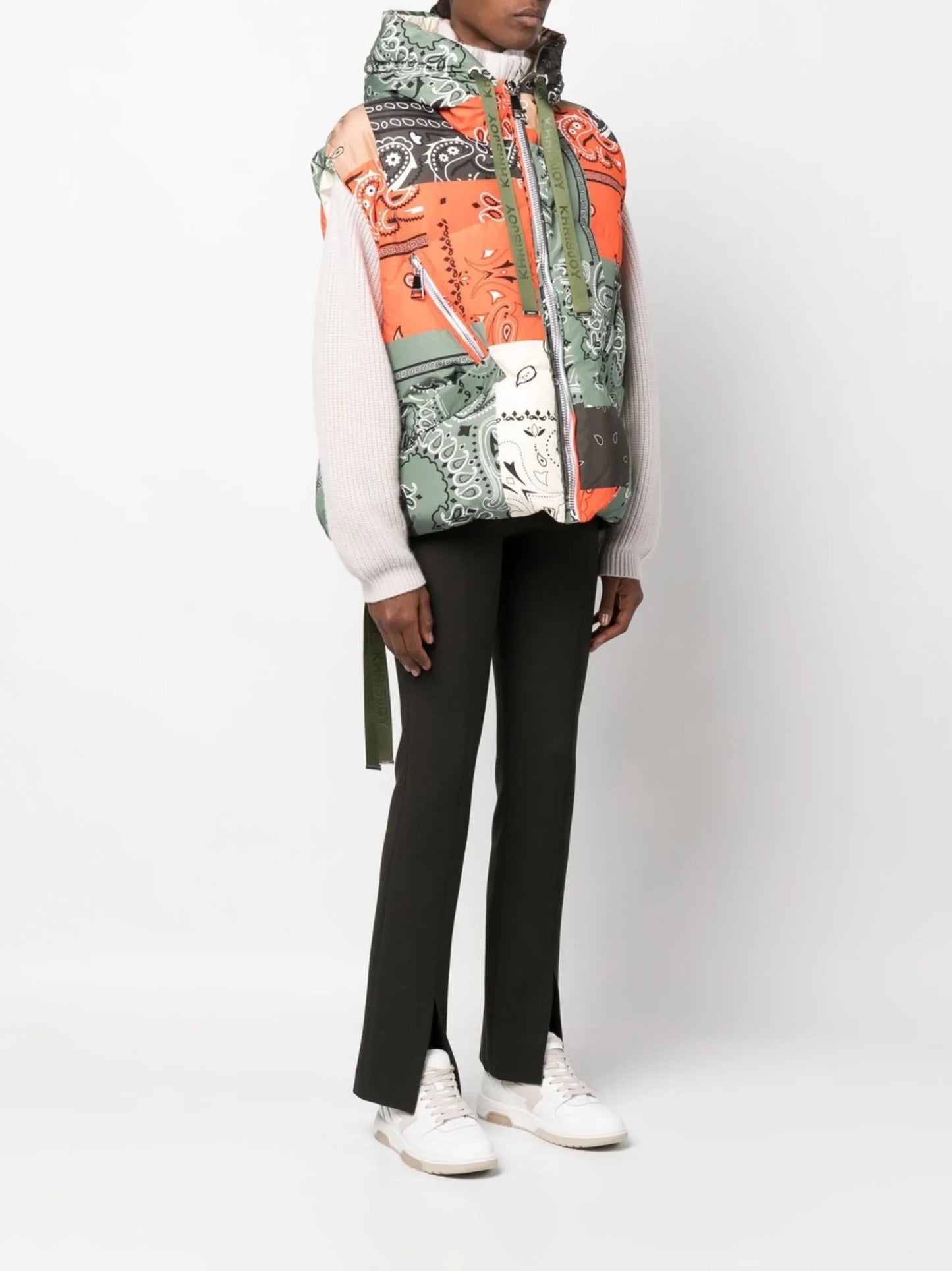 drawstring hooded gilet